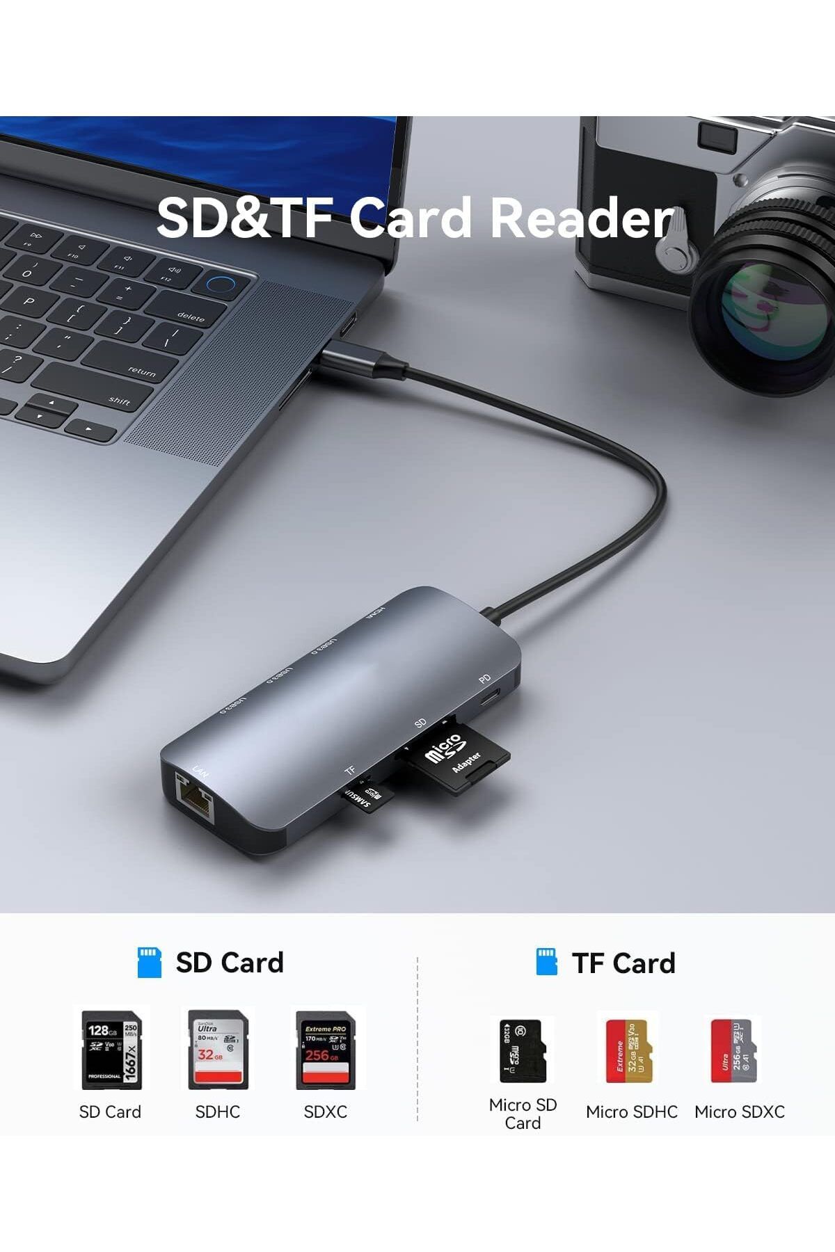 COOYA-محطة إرساء USB C Hub، شاشة مزدوجة مع 3 منافذ، RJ45 Ethernet، 4K@60Hz HDMI، قارئ بطاقات SD/TF 4