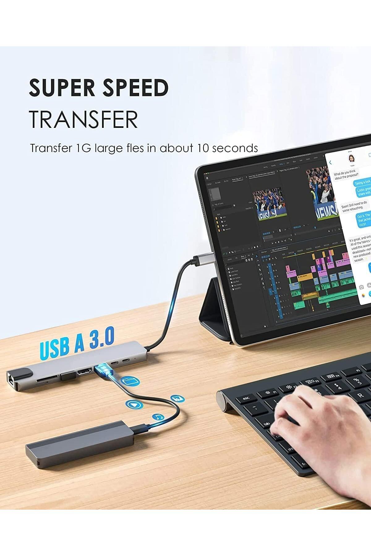 COOYA-موزع USB C، مع HDMI بدقة 4K، وتوصيل طاقة PD، وUSB-C، وإيثرنت، ومنفذي USB، وقارئ بطاقات SD/TF متوافق 4