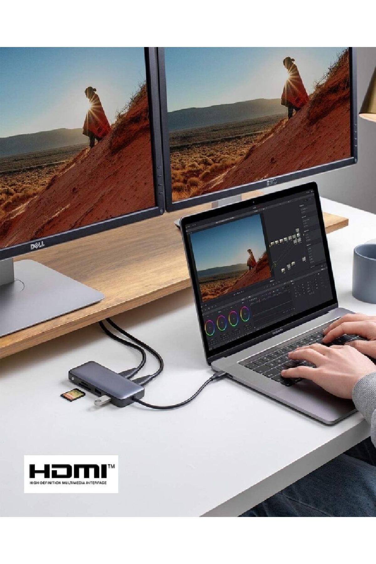 COOYA-8-in-1 USB-C Hub, Dual 4K HDMI Adapter, 1 Gbps Ethernet Dock, 100W Power Delivery 5