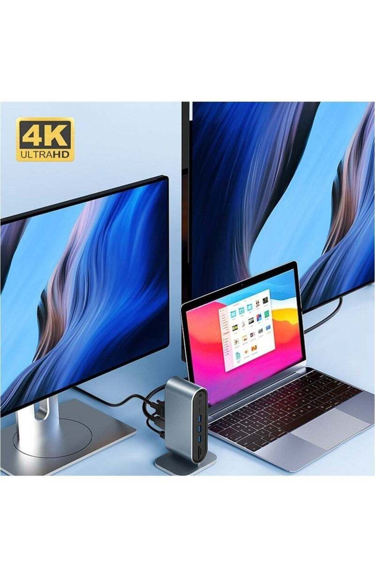 COOYA-قاعدة توصيل USB C 12 في 1 لأجهزة الكمبيوتر المحمولة مع منفذ عالمي وشاشة HDMI بدقة 4K 6