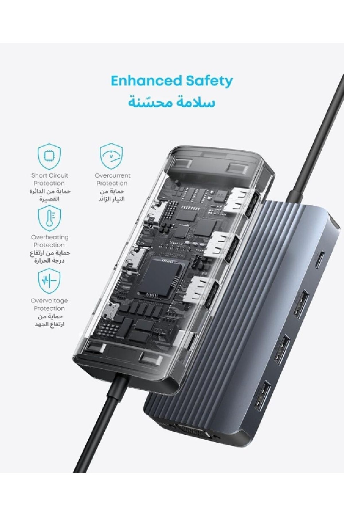 COOYA-8-in-1 USB C Docking Station Triple Display Multi-Port Dongle with 2 HDMI 4K and VGA 1080p 5