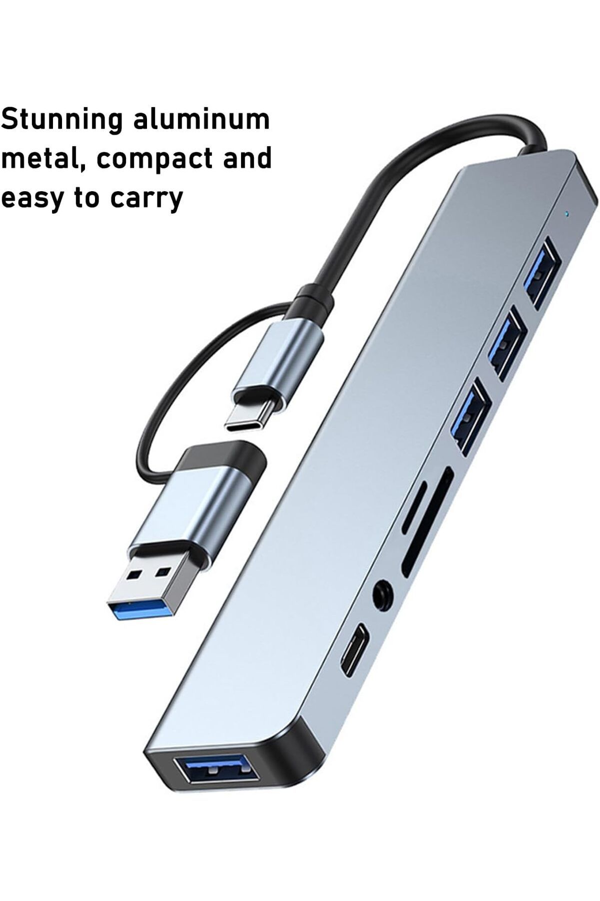 COOYA-محطة إرساء موزع USB C 8 في 1 مع USB 3.0 و2.0 وقارئ بطاقات SD/TF لأجهزة الكمبيوتر المحمولة وأجهزة iMac والمزيد 7