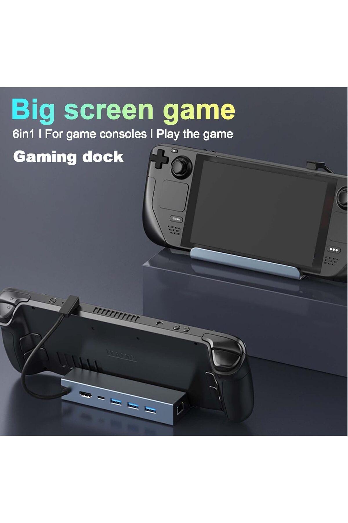 COOYA-6-in-1 Steam Deck Dock with HDMI 2.0 4K, Gigabit Ethernet, 3 USB-A 3.0 and 100W USB-C Charging Port 2