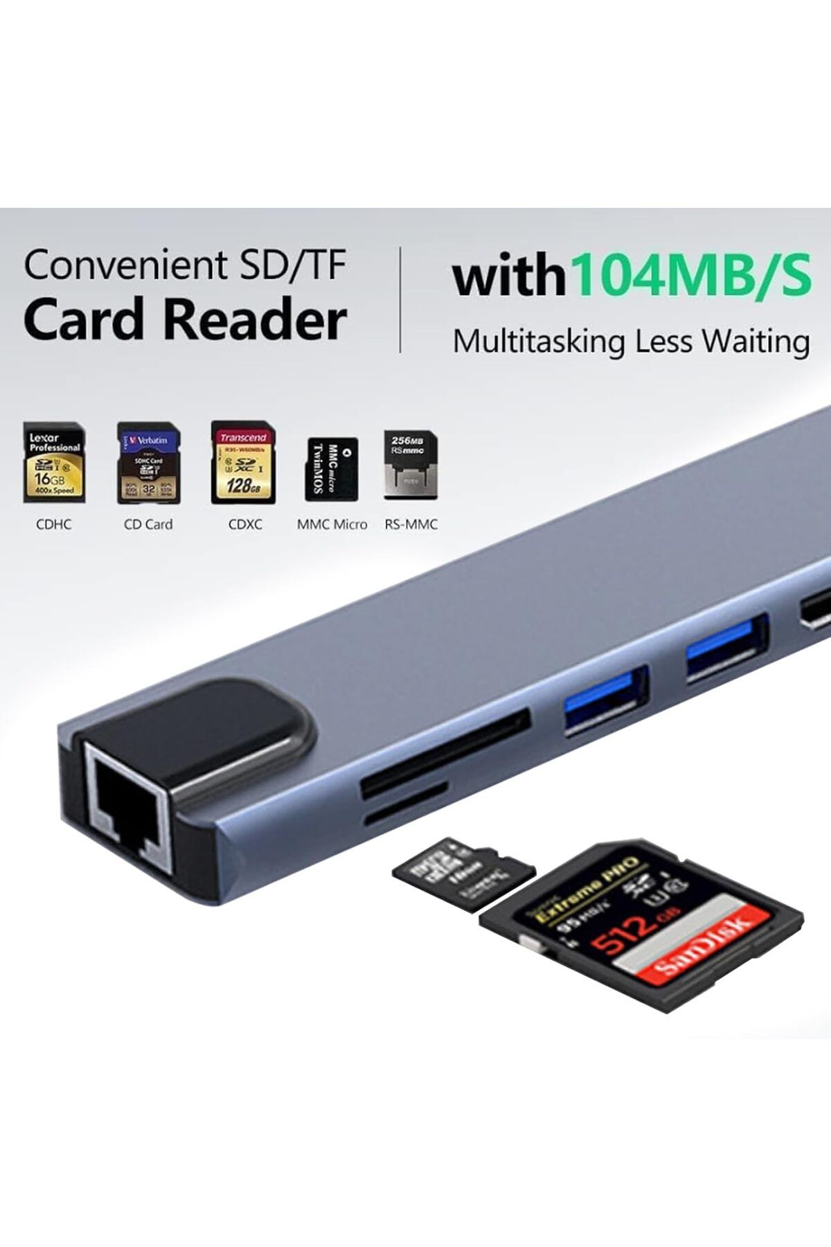 COOYA-USB C Hub,with 4K HDMI,PD Power Delivery,RJ45 Ethernet,SD/TF Card Reader,Laptop Docking Station 5