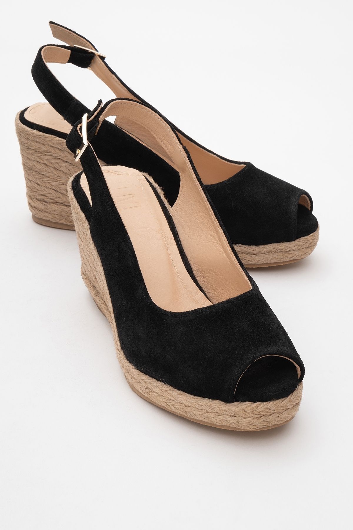 صندل پاشنه دار زنانه چرم اصل جیر مشکی RYAN luvishoes