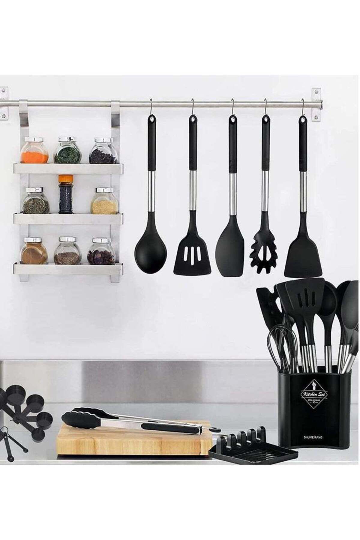 COOYA-14-Piece Silicone Kitchen Utensil Set, Wooden Handle, Bpa-free, Nonstick Cookware for Kitchen 7