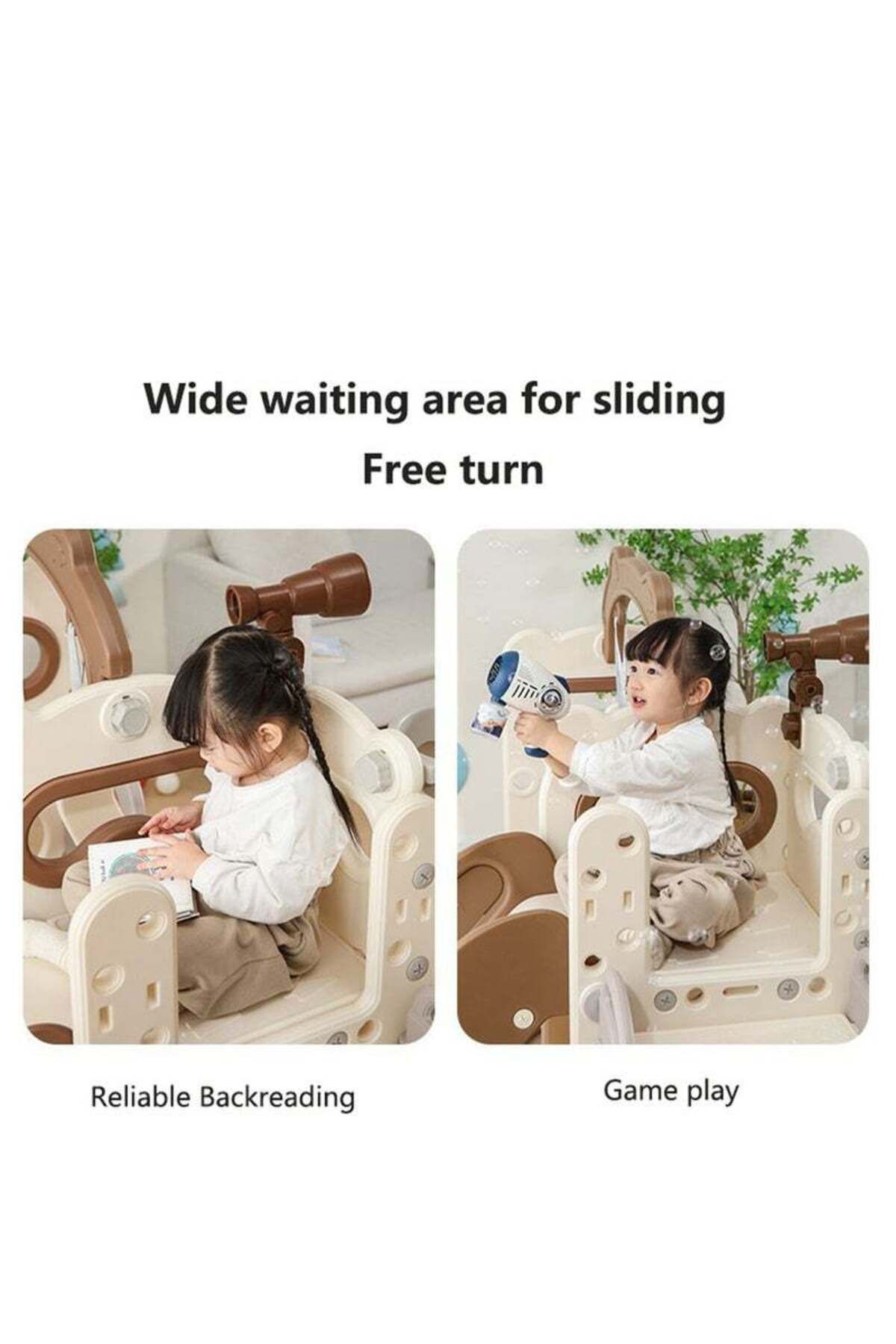 COOYA-3-in-1 children's slide, safe and durable, equipped with climbing frame, easy to install, khaki 5