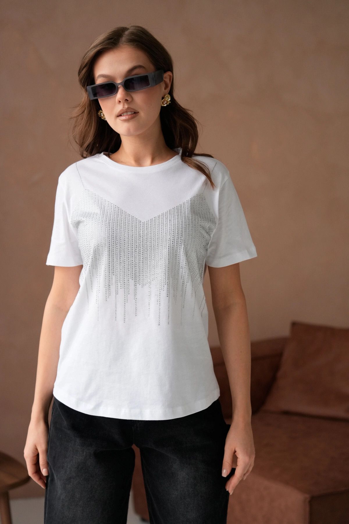 Park Karon-Tricou de bază cu broderie de piatră 4