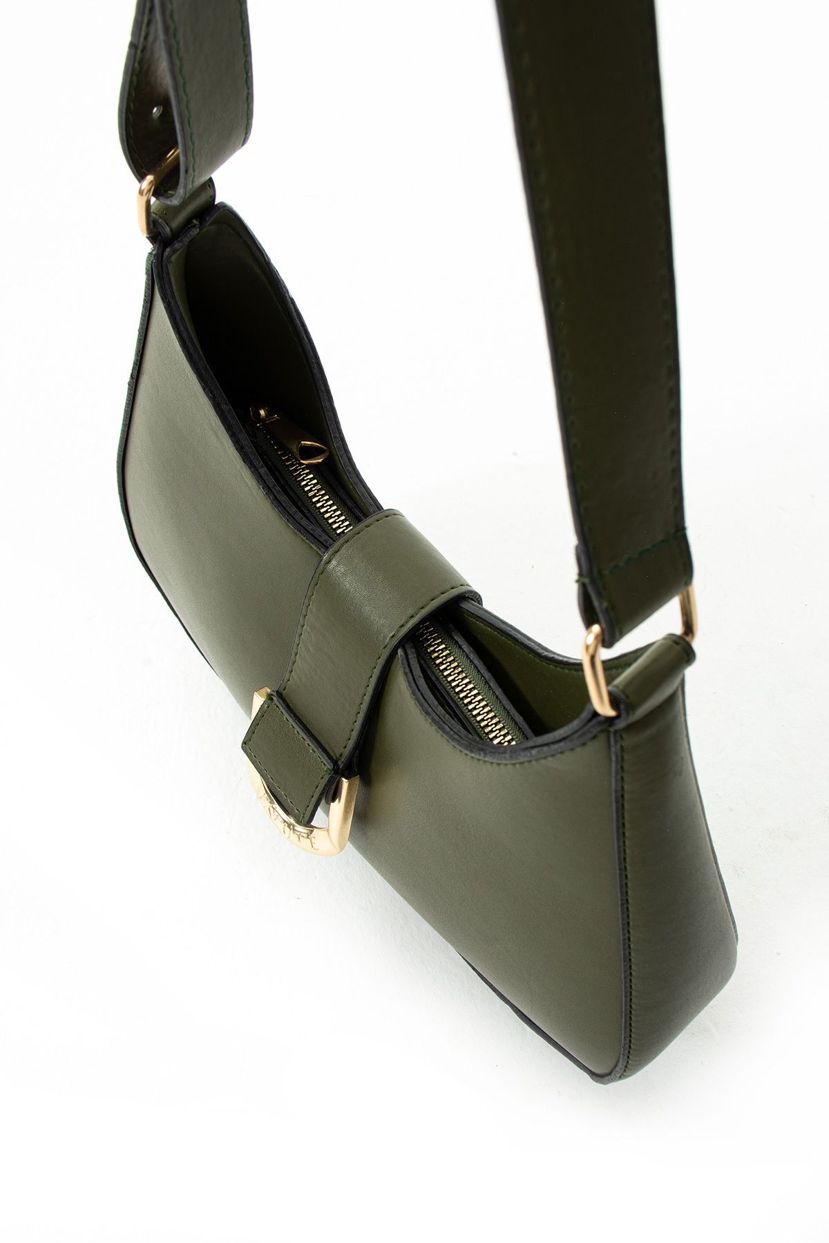 Güllü Shoes-Green Matte Vegan Leather Women's Buckle Handle Shoulder Bag |   Daily Stylish Faux Leather Zippered New Season 6
