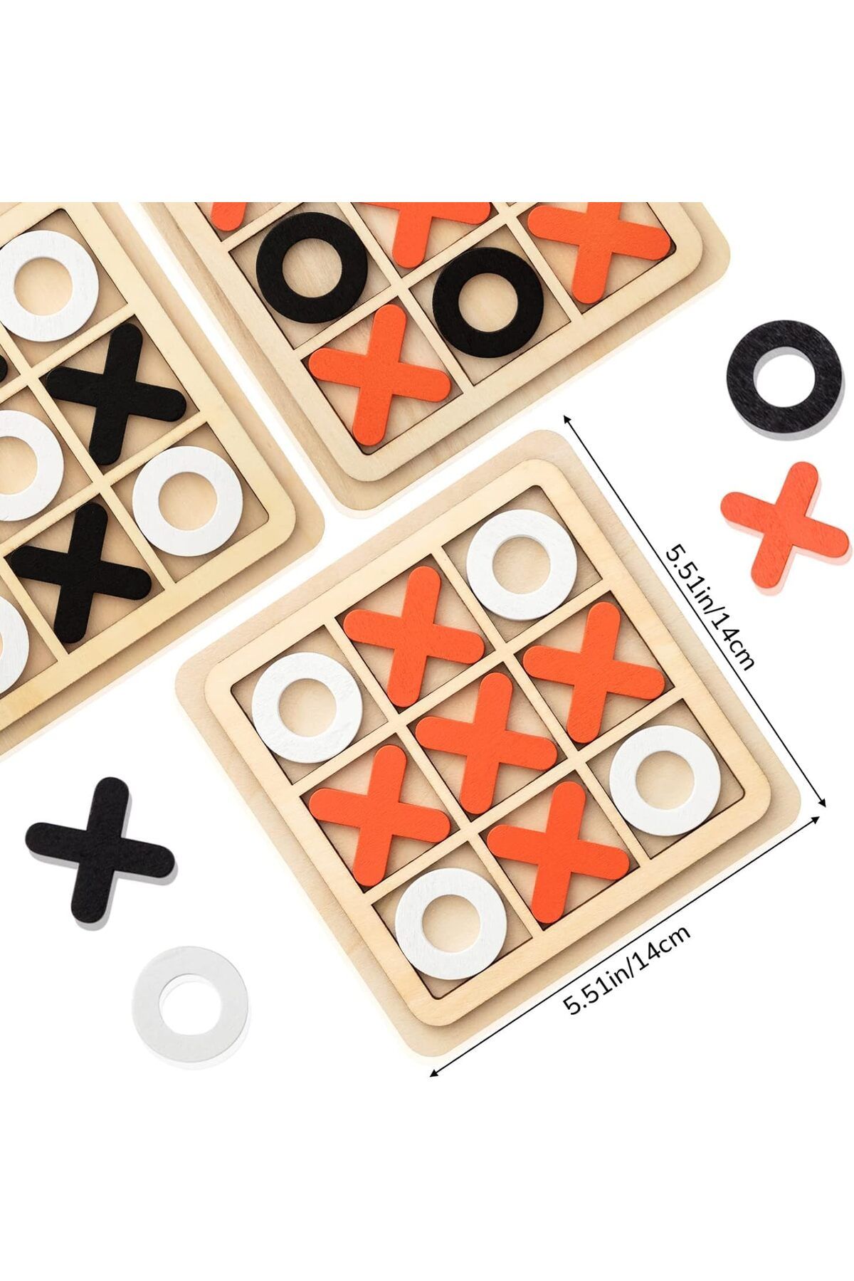 AWH-12 Pcs Wooden Tic Tac Toe Game Set – Classic XO Puzzle & Strategy Board Game for All Ages 3