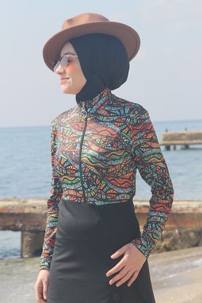 HOTEPS Antik desen likralı- tam kapalı tesettür mayo