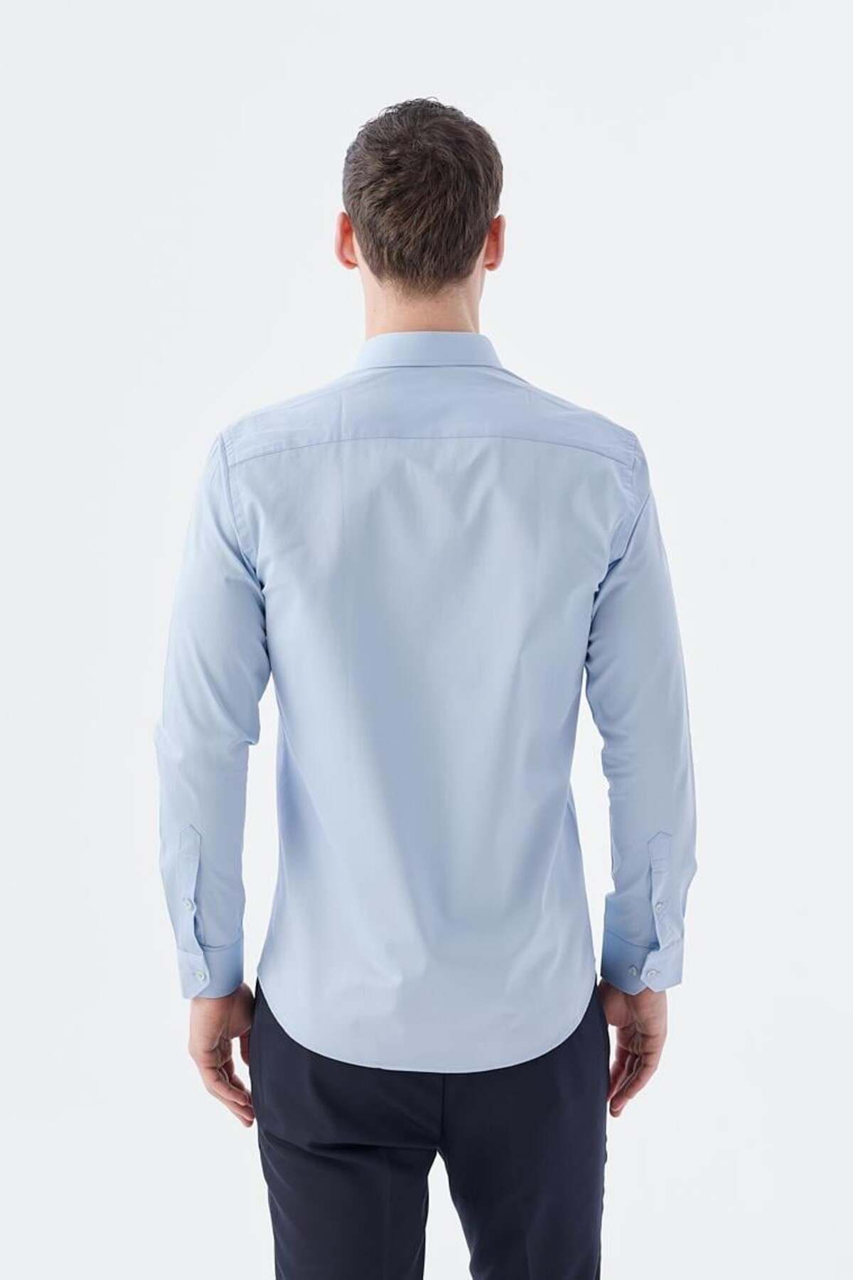 Jakamen-Ανδρικό πουκάμισο ανοιχτό μπλε Slim Fit 5