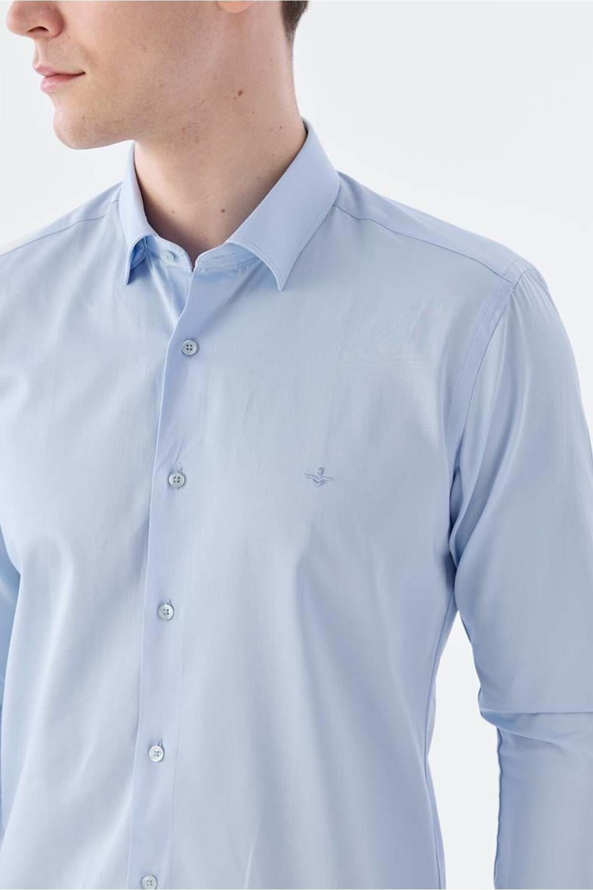 Jakamen-Ανδρικό πουκάμισο ανοιχτό μπλε Slim Fit 3