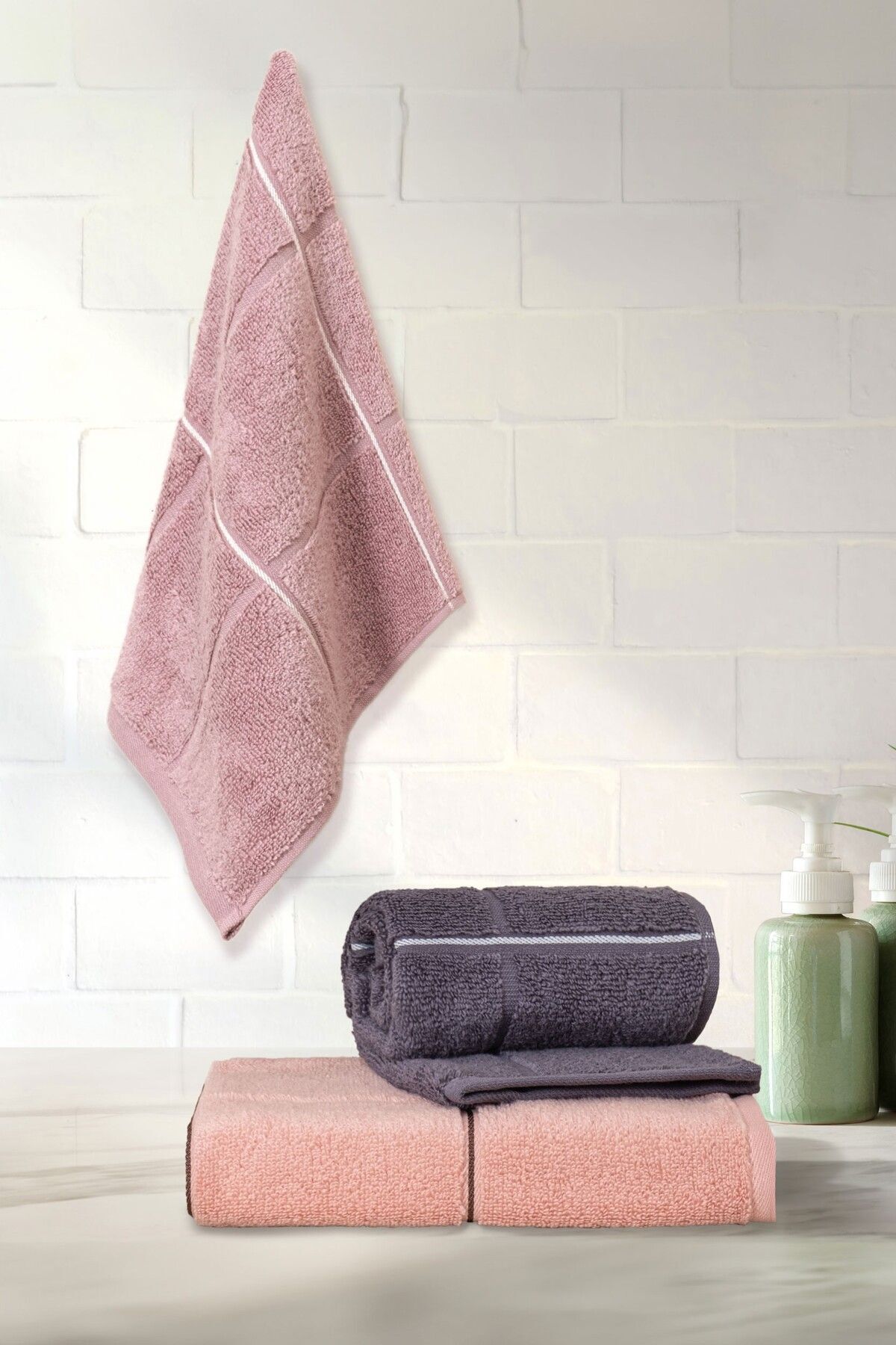 VAROL-Square Series Micro Cotton 30x50cm Σετ πετσετών 3 τεμαχίων 1