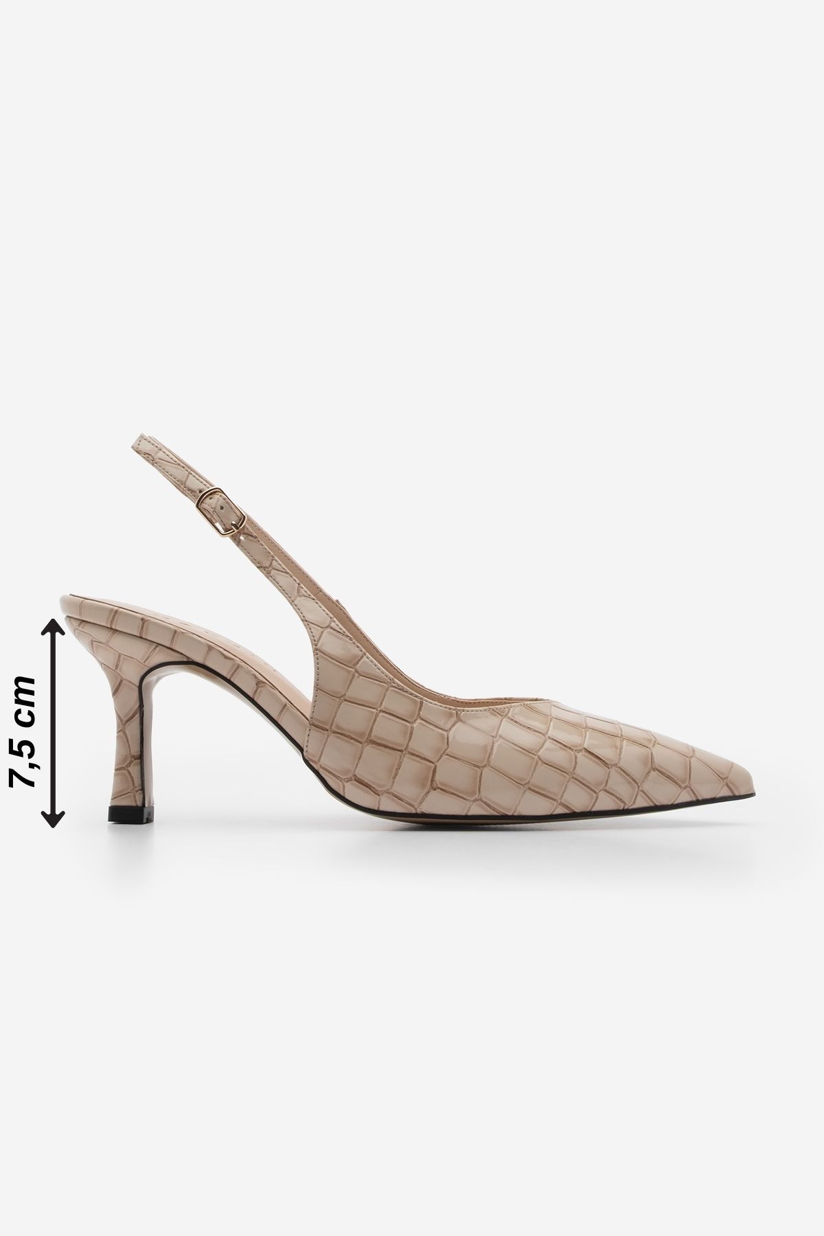 استیلتو زنانه STILETTO به کروکو بینی در پشت کفش های پاشنه عروسی باز باز شد و ANDIS BEJ CROCO Marjin