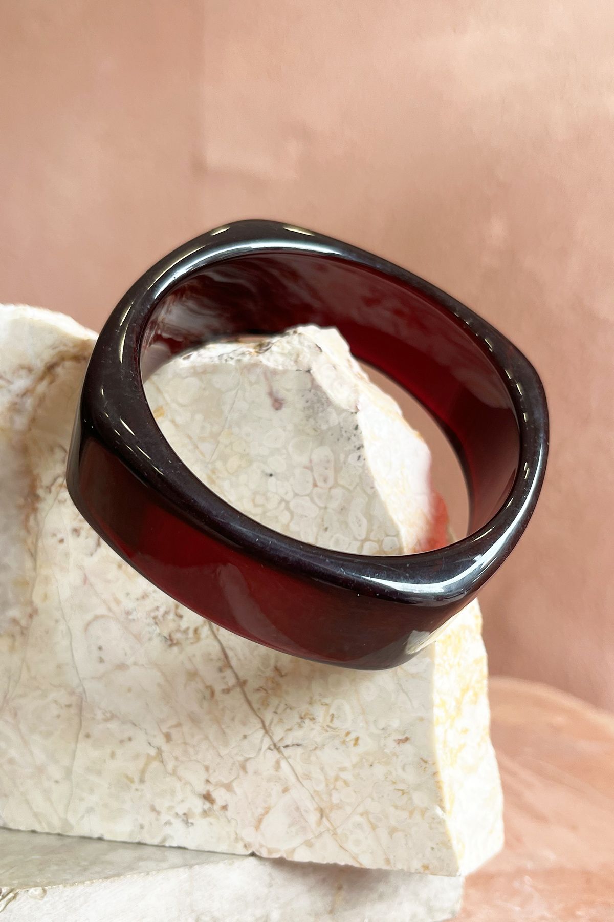 Manuka-Burgundy Square Form Resin Bracelet 1