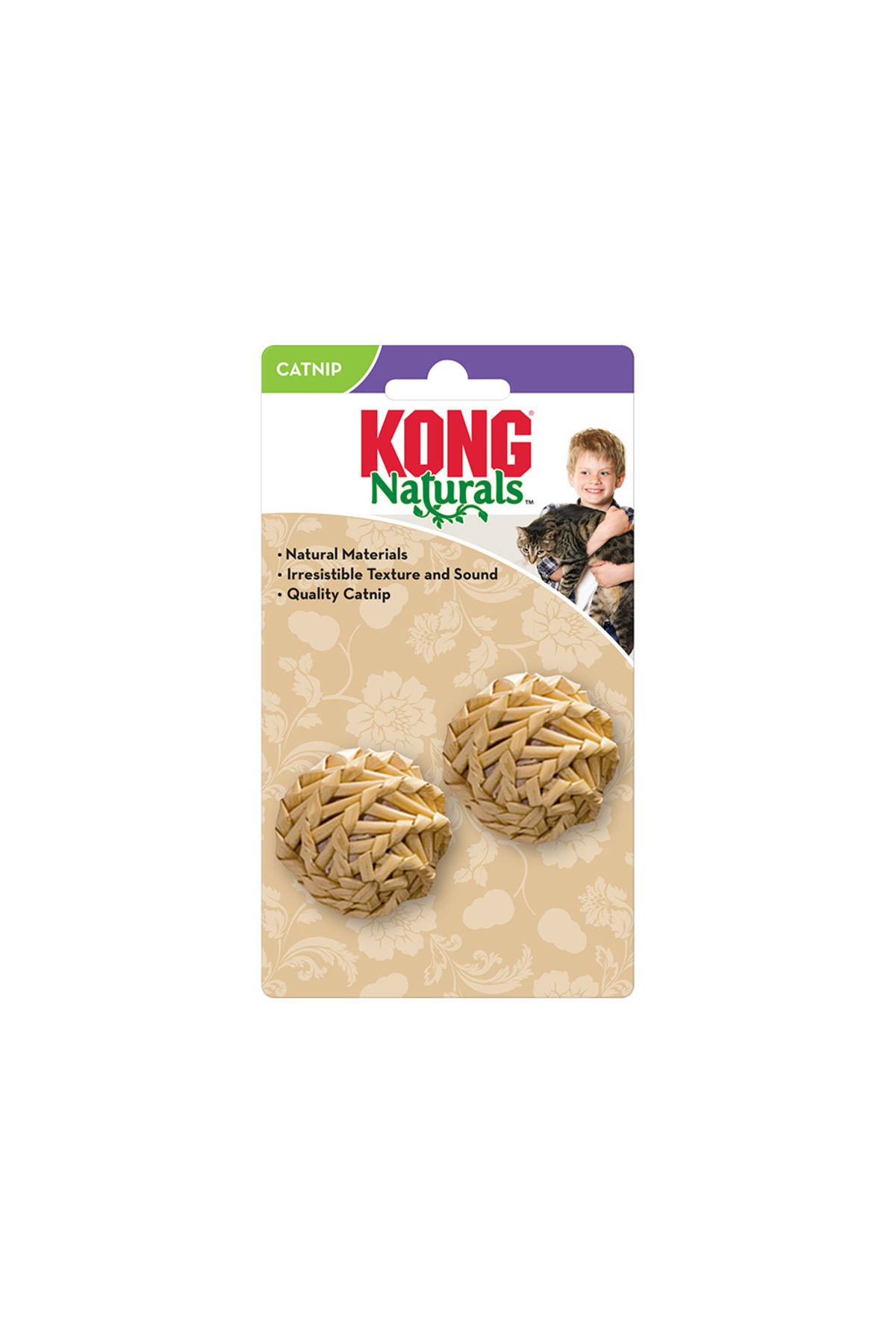 Kong-Natural Straw Balls Catnip Cat Toy Pack Of 6 1