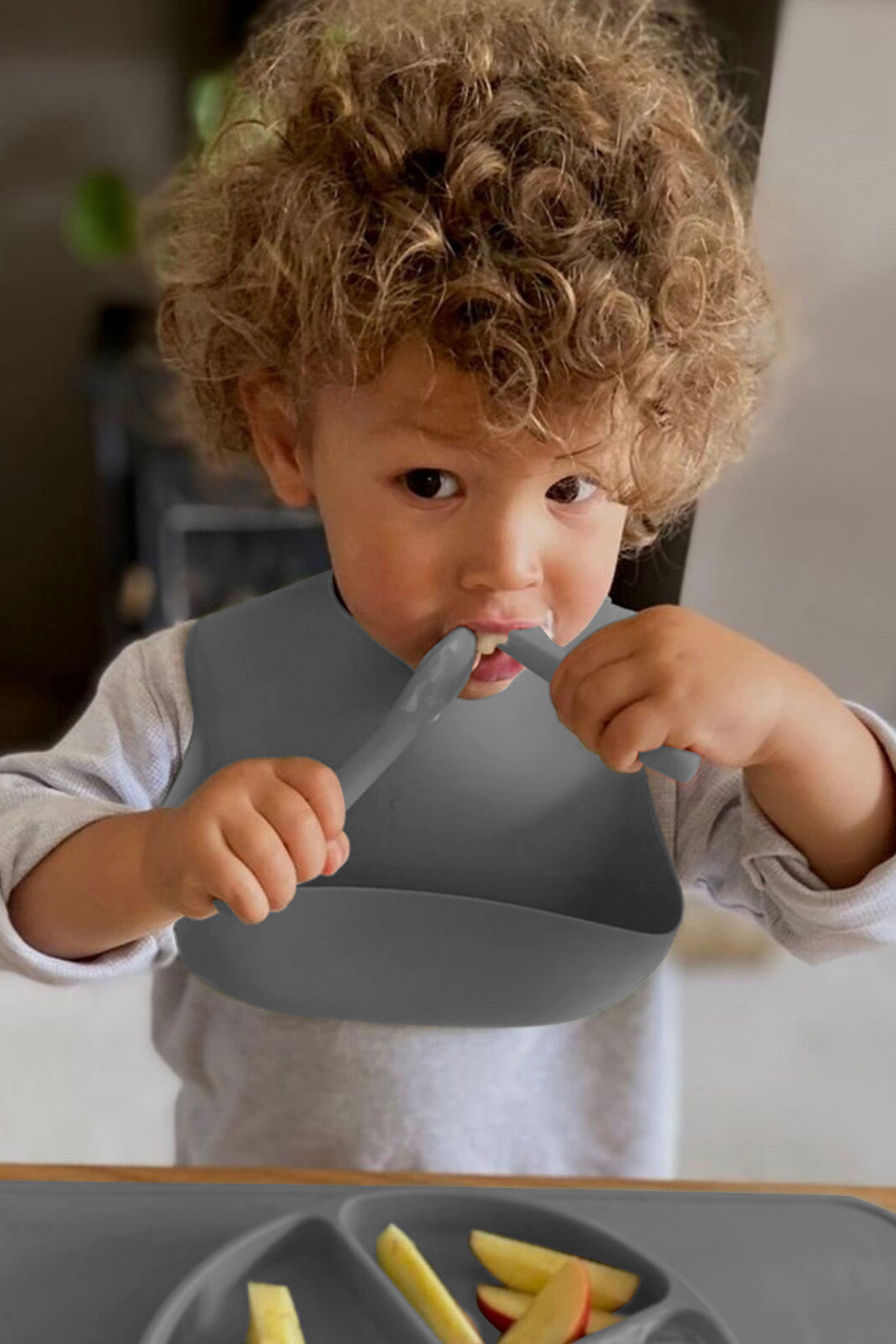 Meleni Baby 4'lü Silikon Mama Kaşığı - Diş Kaşıyıcı Bebek Beslenme Kaşığı Silikon Kaşık Bej, Pembe, Gri, Yeşil fotoğrafı 3 (önizleme)