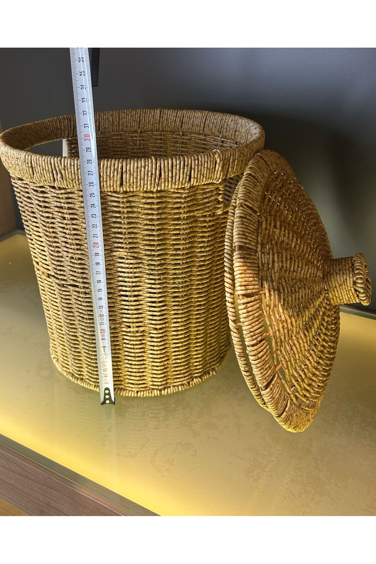Bayev-2 Size Wicker Wicker Lid Potato and Onion Set Presentation Crisper Weave Laundry and Décor 3