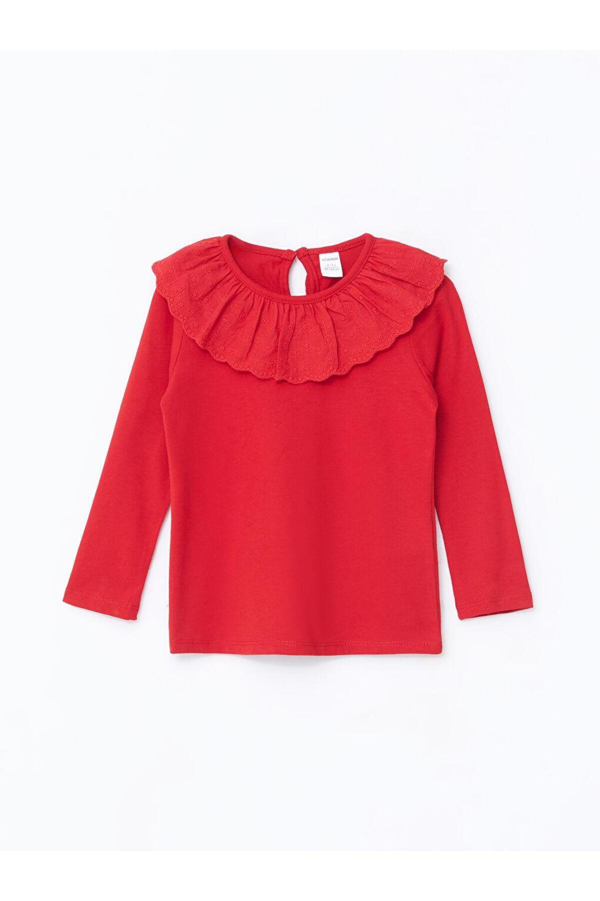 ال سی وایکیکی تی‌شرت دخترانه آستین بلند یقه گرد بچه‌گانه LCW (W4)