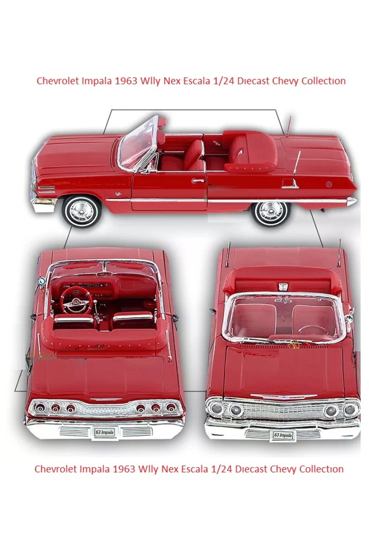 OYUNCAKSAHİLİ Chevrolet impala 1963 Klasik Model Araba 1:24