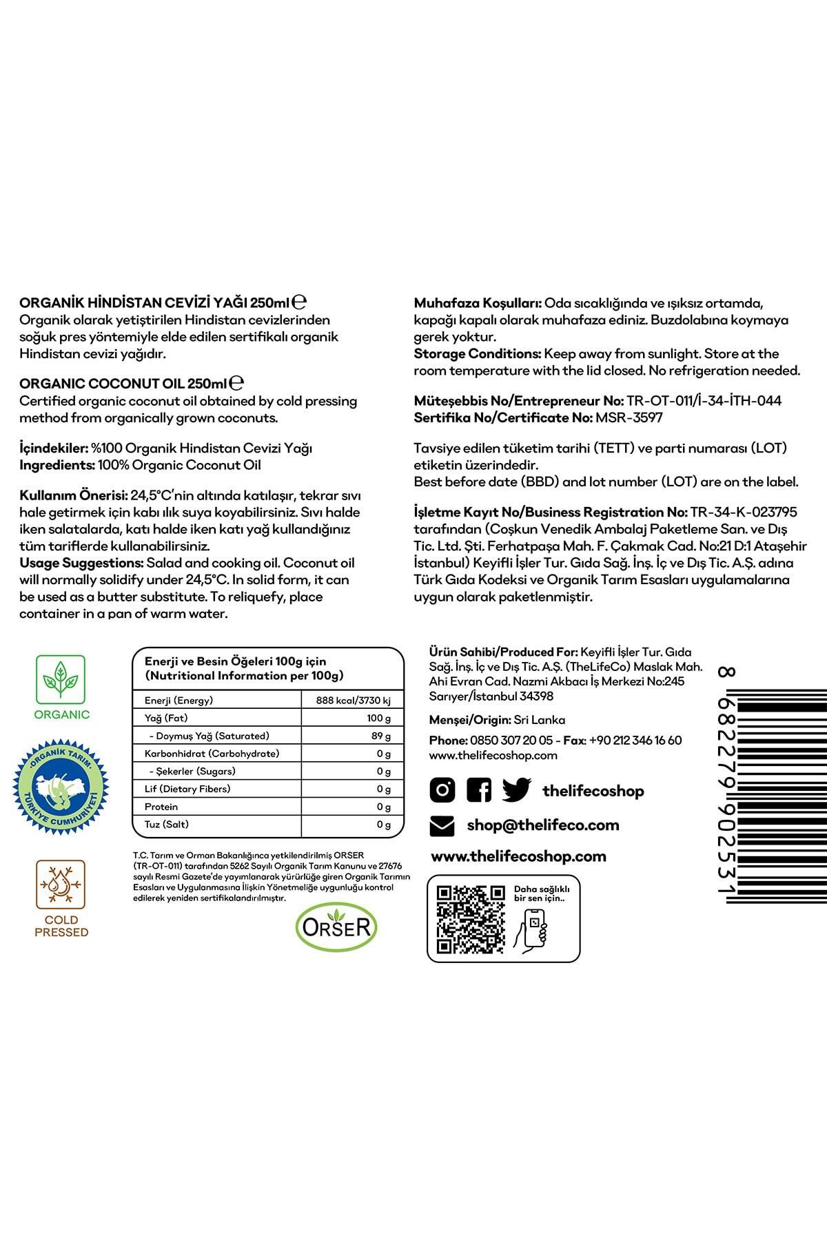 TheLifeCo-Organic, Cold Pressed Coconut Oil 250 Ml (vegan) 8