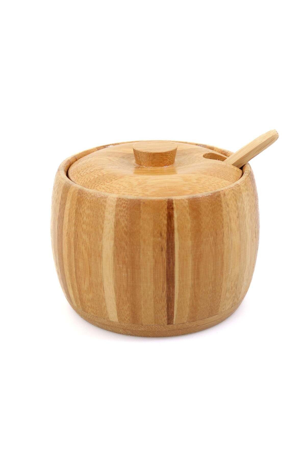 Ella Home Recipient Cu Capac Și Linguriță, Lemn, 8 Cm - One Size