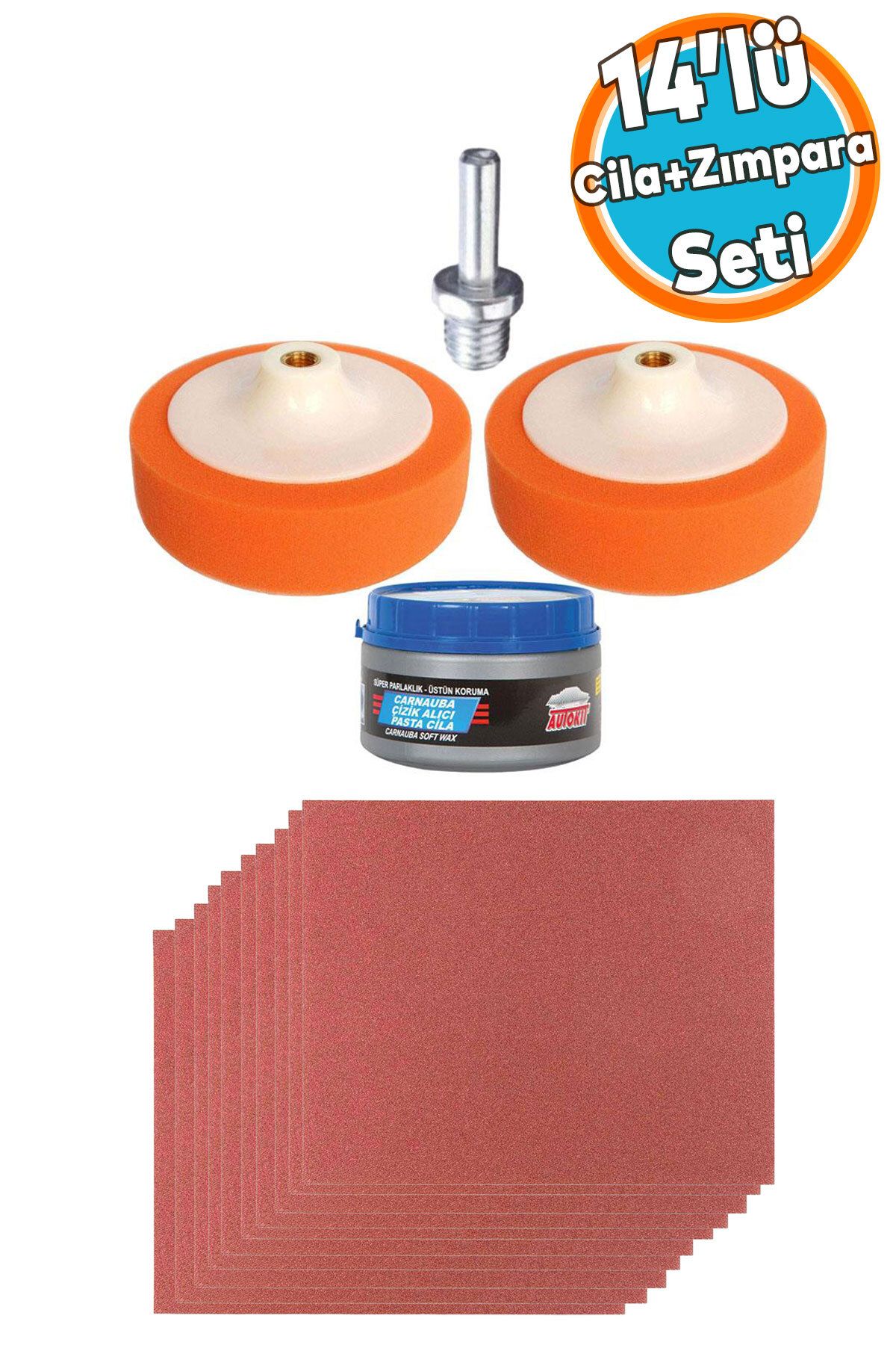 NZB Araç Pasta Cila Polisaj Süngeri Seti Kaliteli Su Zımparası Kağıt Zımpara 150 mm 14 Parça Set