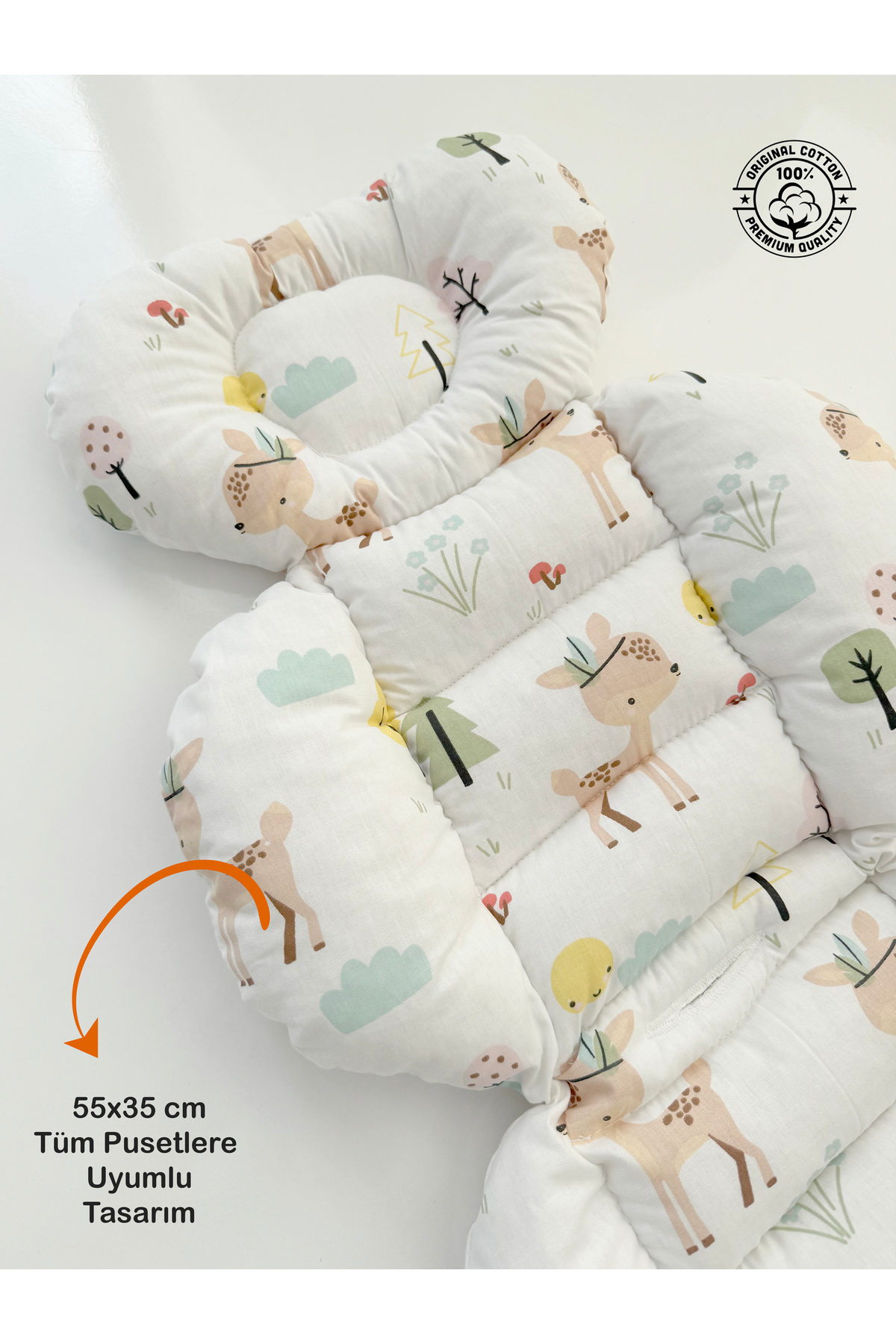 Jaju Baby Sevimli Ceylan Tasarım Puset Minderi / Bebek Arabası Minderi fotoğrafı 2 (önizleme)