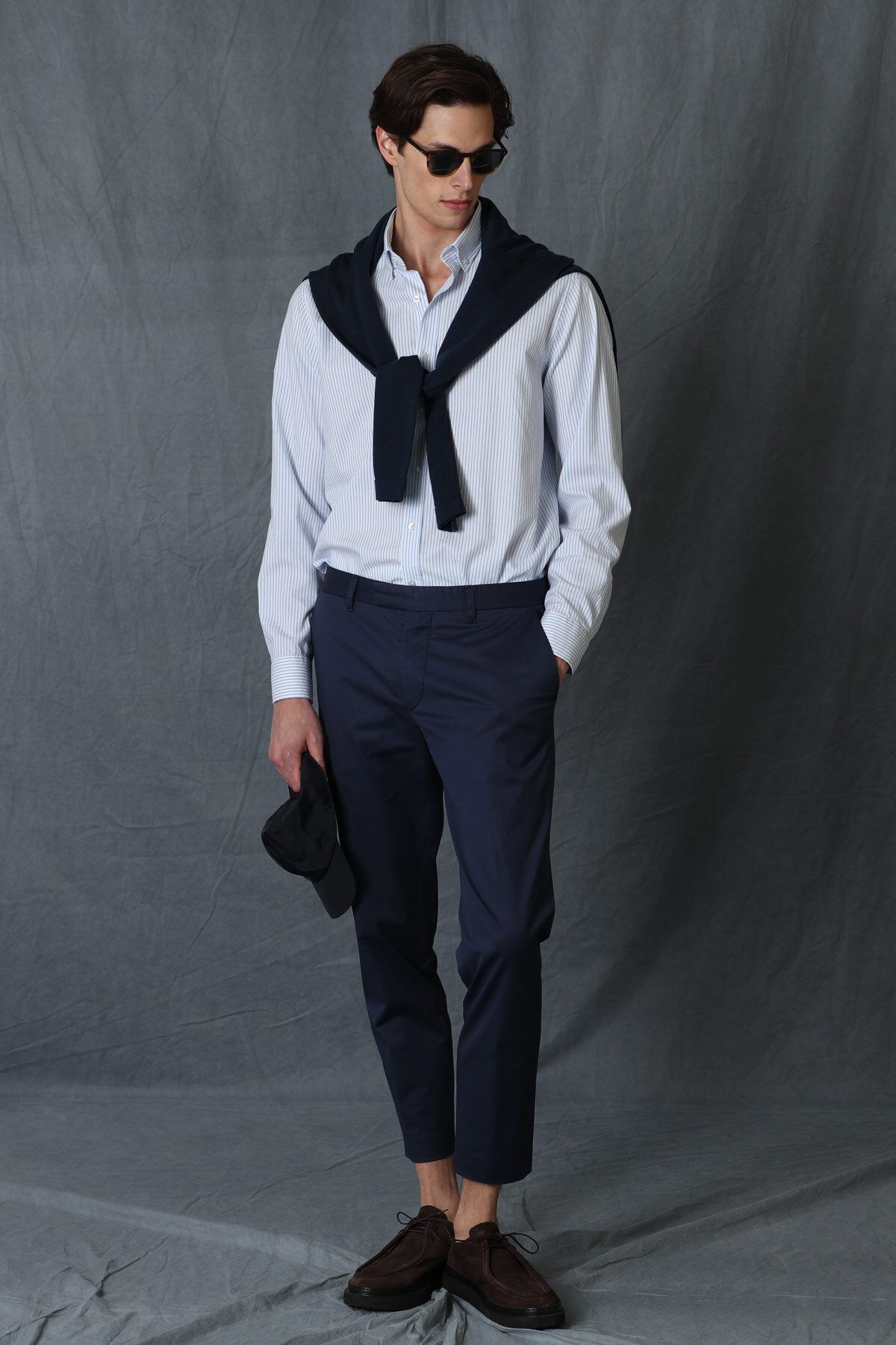 شلوار آبی مردانه Chino Smart Alvi Slim Fit Navy Blue Lufian