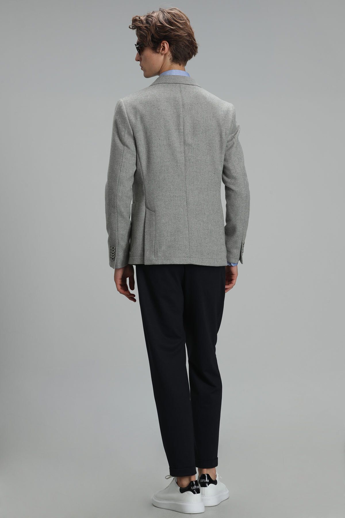Lufian-Sacou blazer pentru bărbați Erla Sports Slim Fit, gri 4