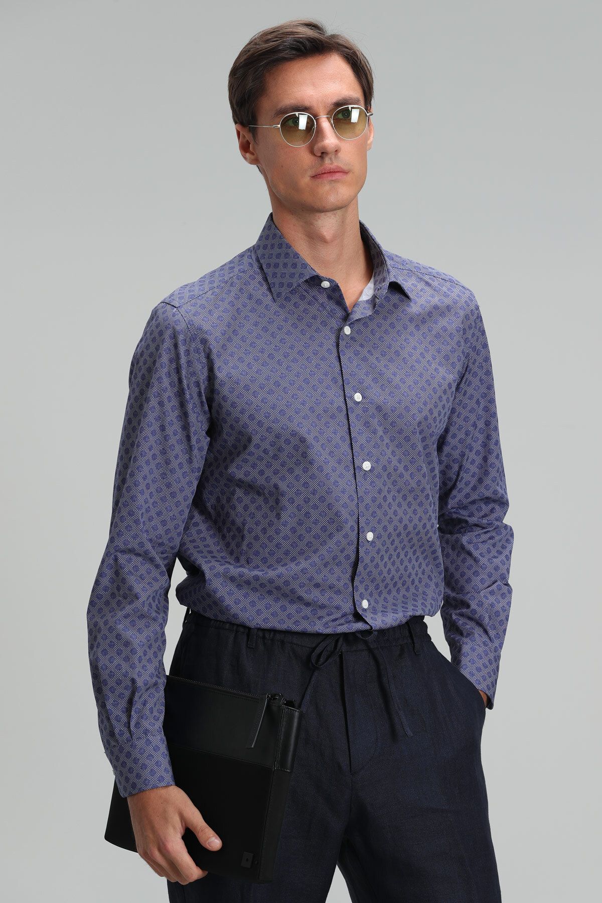 Lufian-Benjamin Smart-Hemd für Herren, schmale Passform, Marineblau 4
