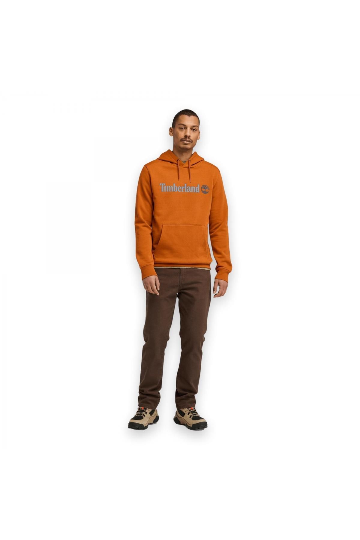 Timberland-Tb0a5ukk الخطية شعار هوديي البلوز الرجال البرتقالي 4
