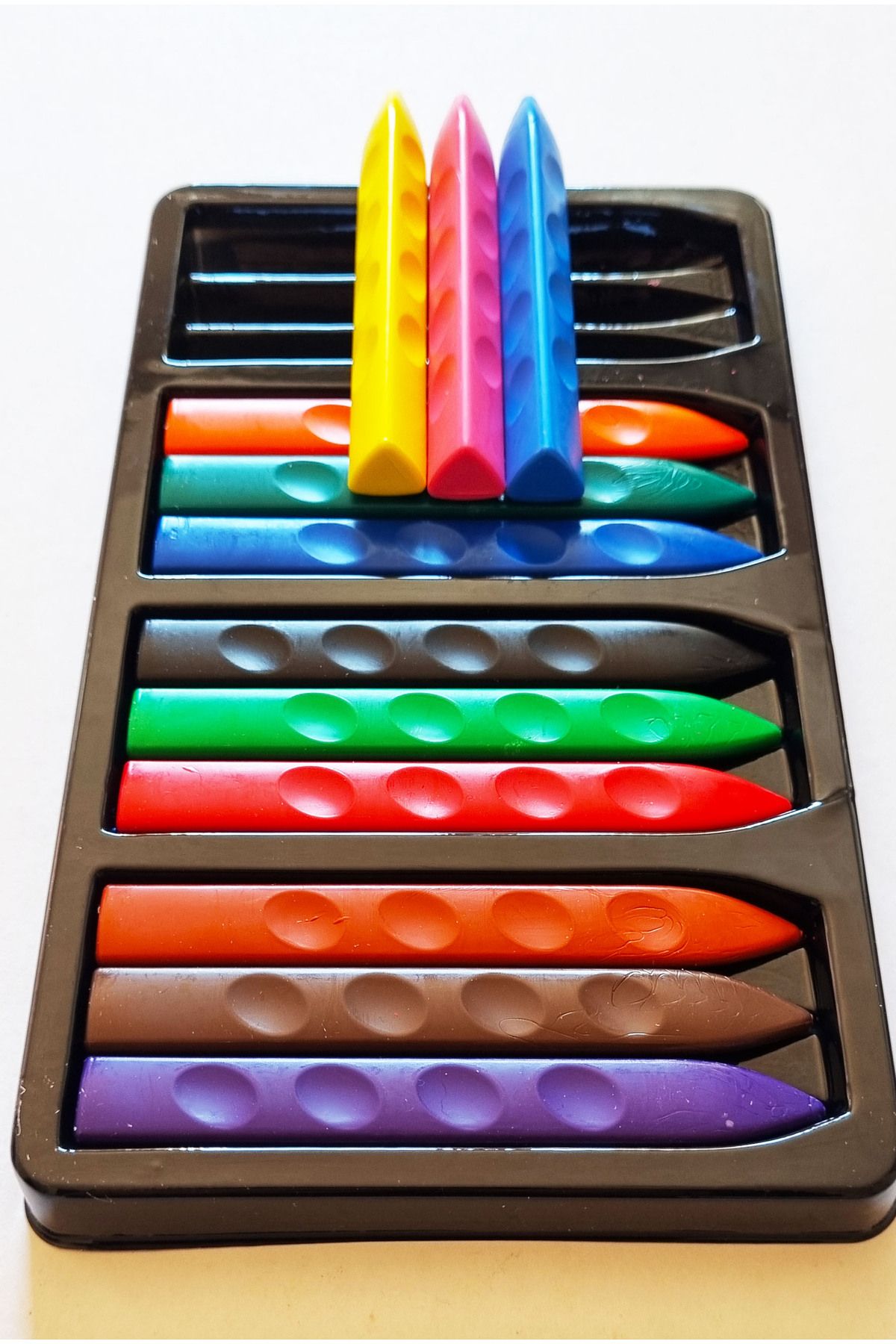 Modellino-Pack of 12 Hands-Free Jumbo Triangle Crayon Fixpoint Erasable Triangular Jumbo Crayon 7