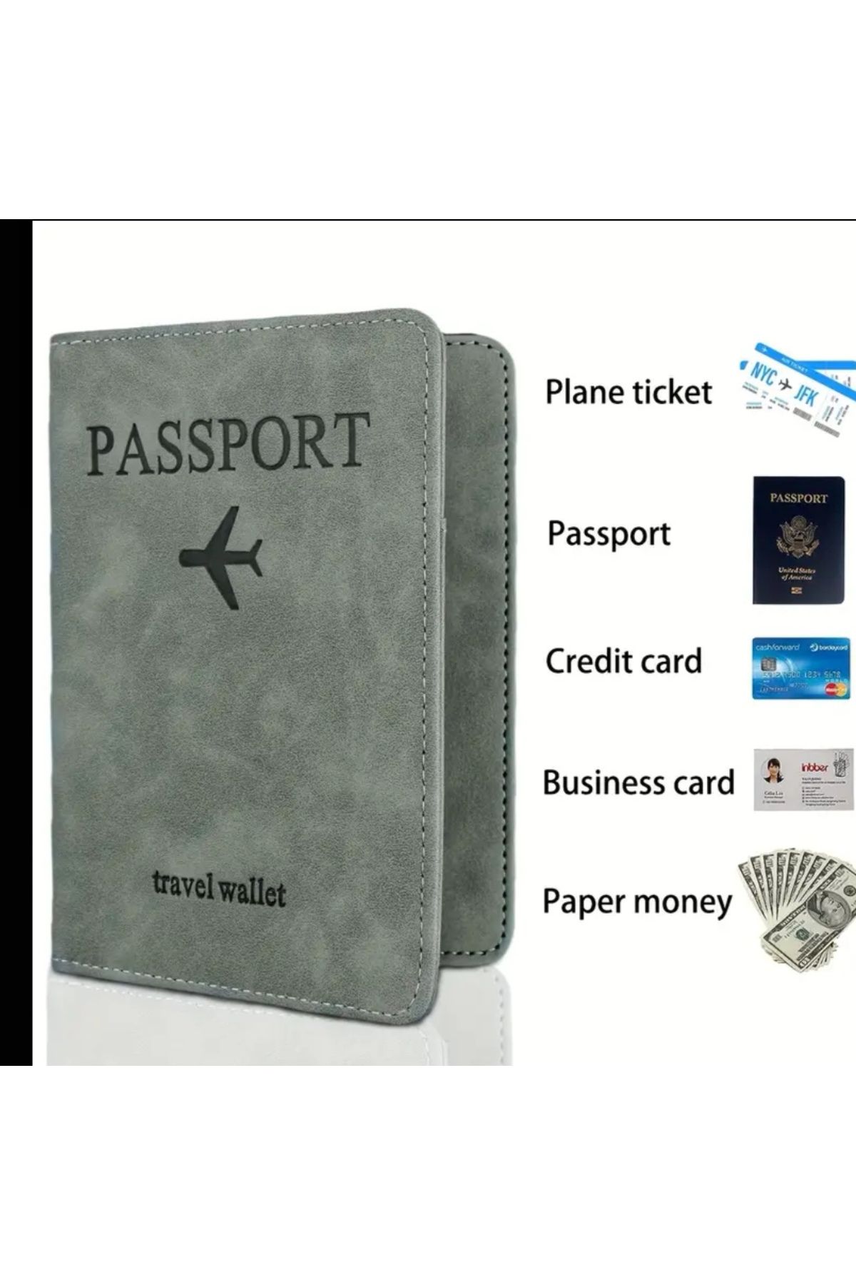 ORGANICYOU-Retro Pu Passport Holder with Shelf, Thin Passport Wallet and Multi-Functional Ganzu Collection 5