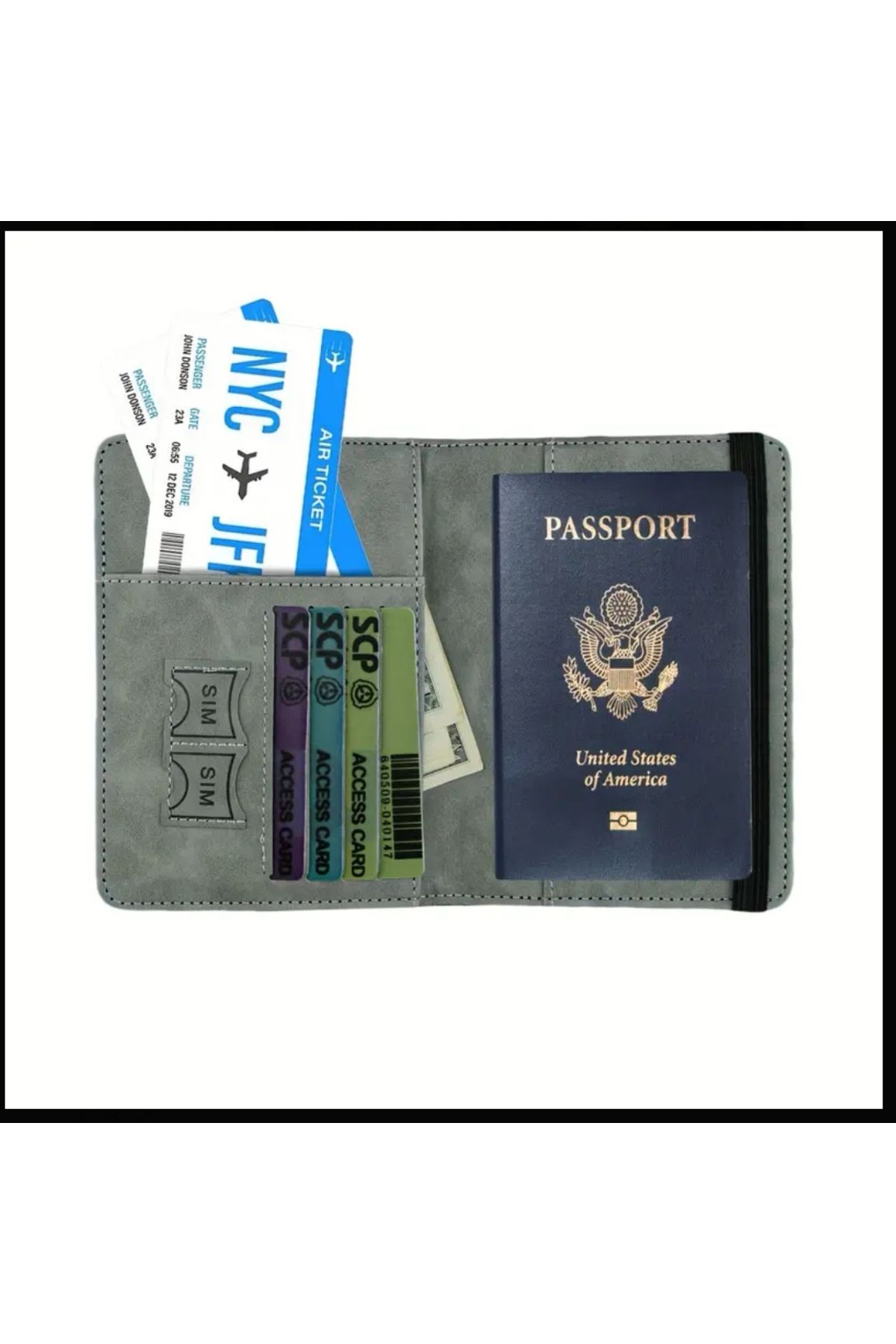 ORGANICYOU-Retro Pu Passport Holder with Shelf, Thin Passport Wallet and Multi-Functional Ganzu Collection 6
