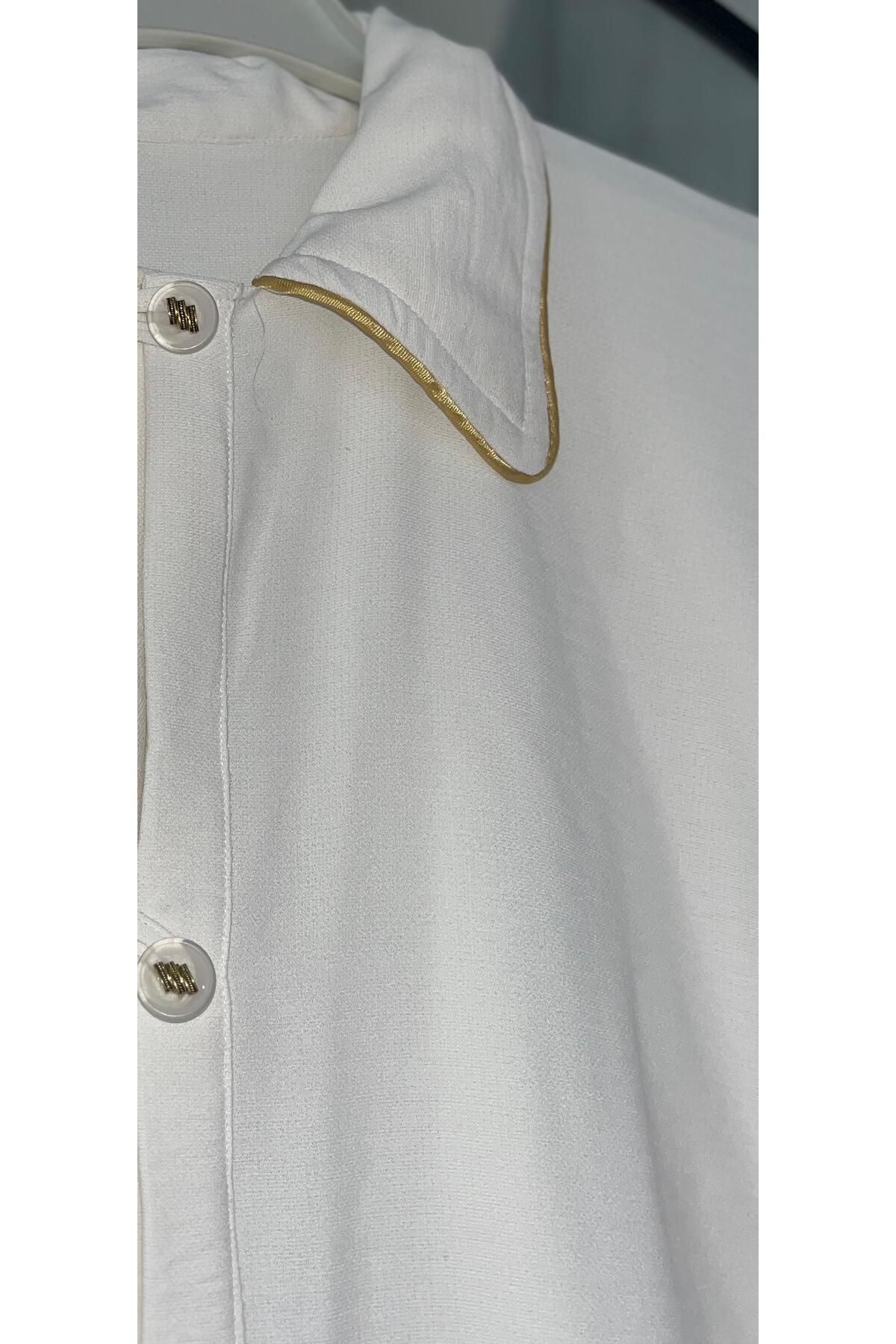 DİLEKBUTİK-Summer Draped Poncho with White Piping 3