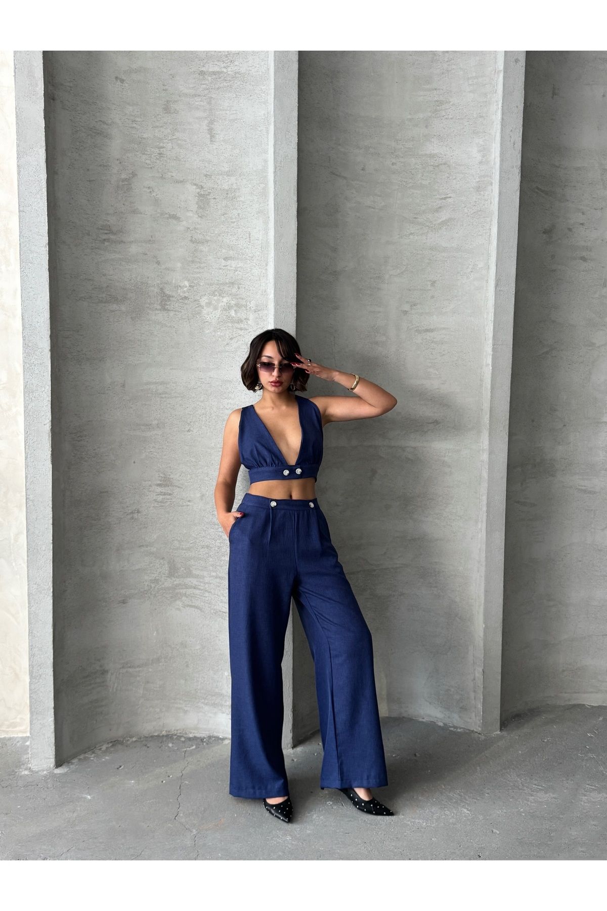 RockMore-Trend Crop Pantalon and Linen Set 3