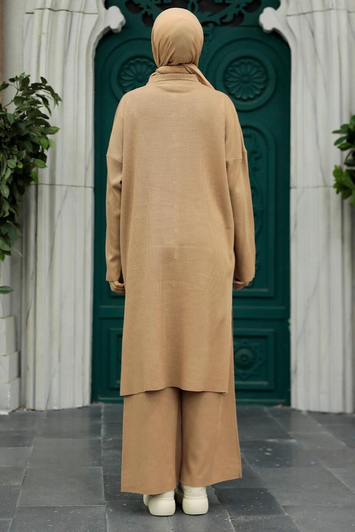 Neva Style-طقم بيسكويت حجاب محبوك بياقة مزدوجة 34181bs 3