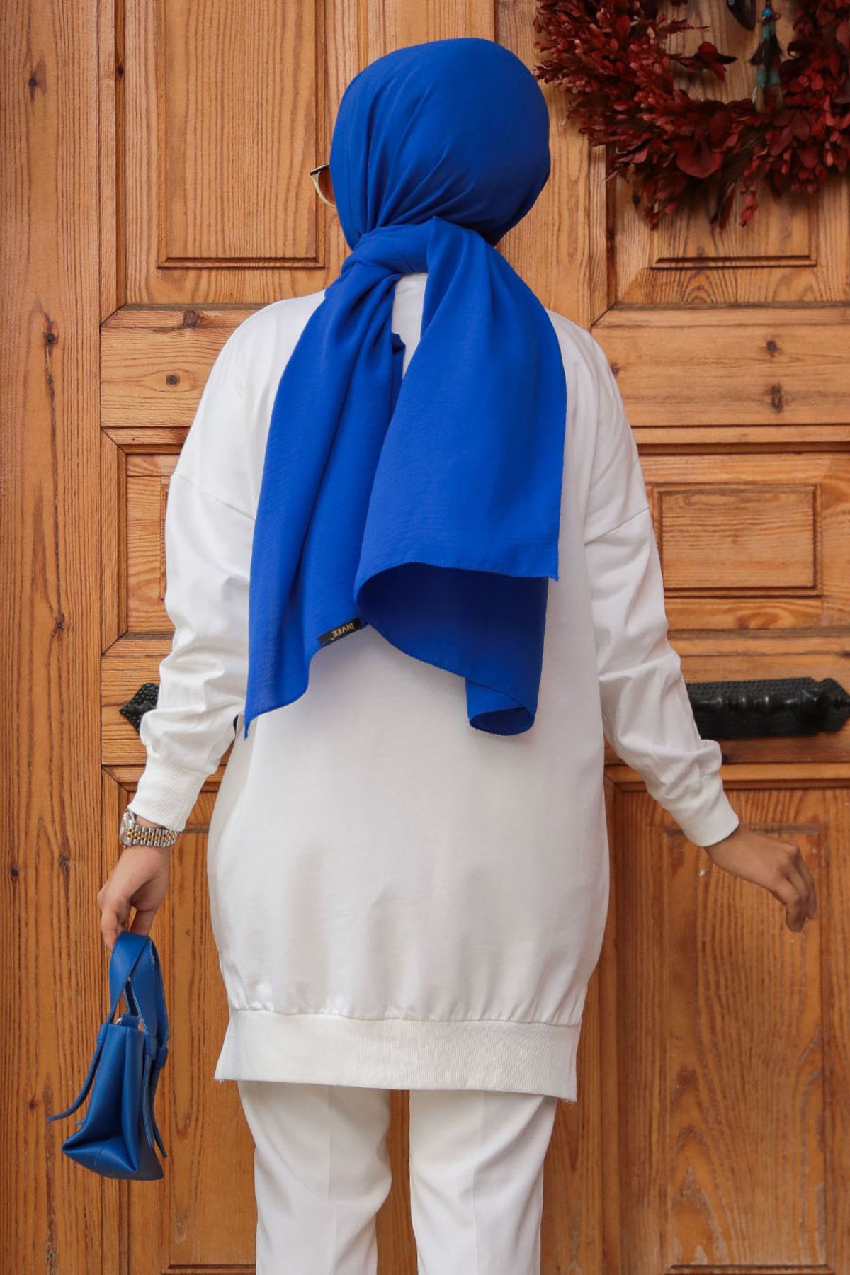Neva Style-30644E Model Ecru Hijab Tunic 3