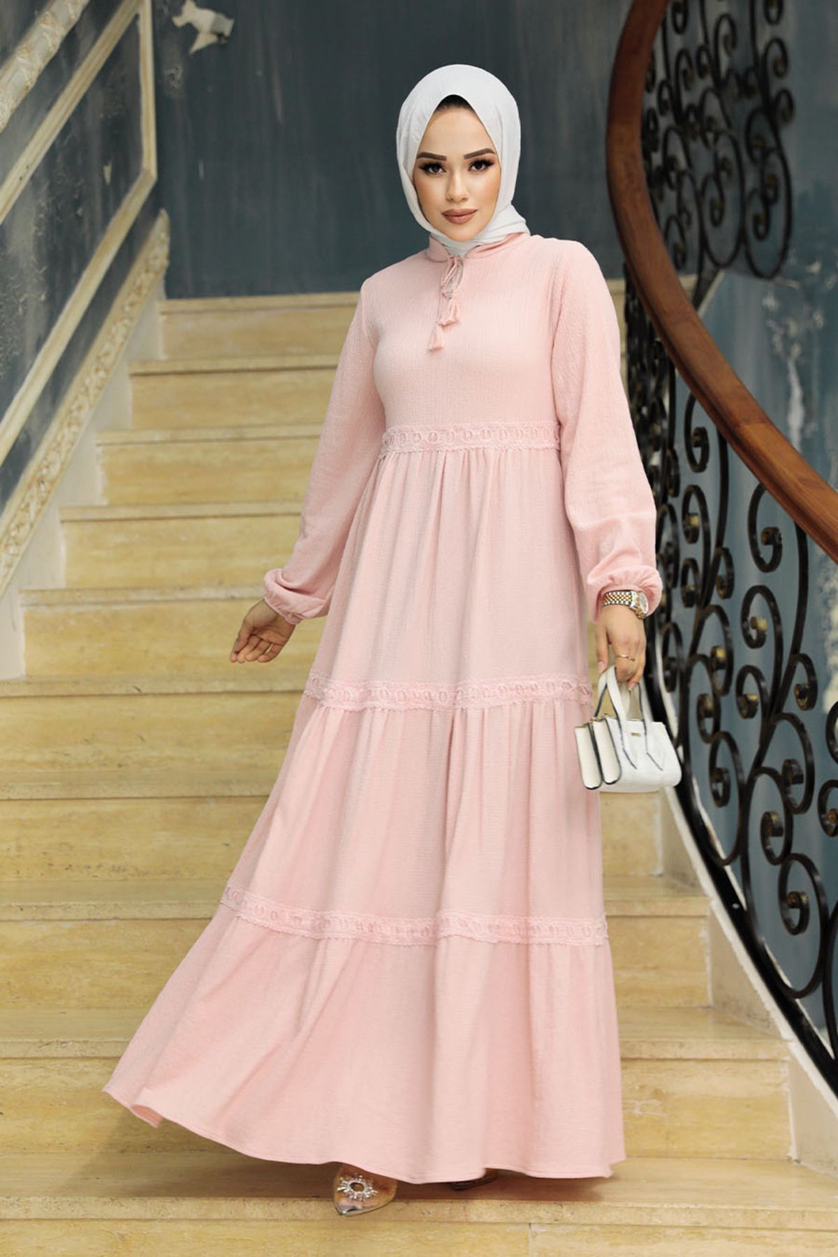 Neva Style-فستان حجاب مطوي ومطوي 5842pd 2