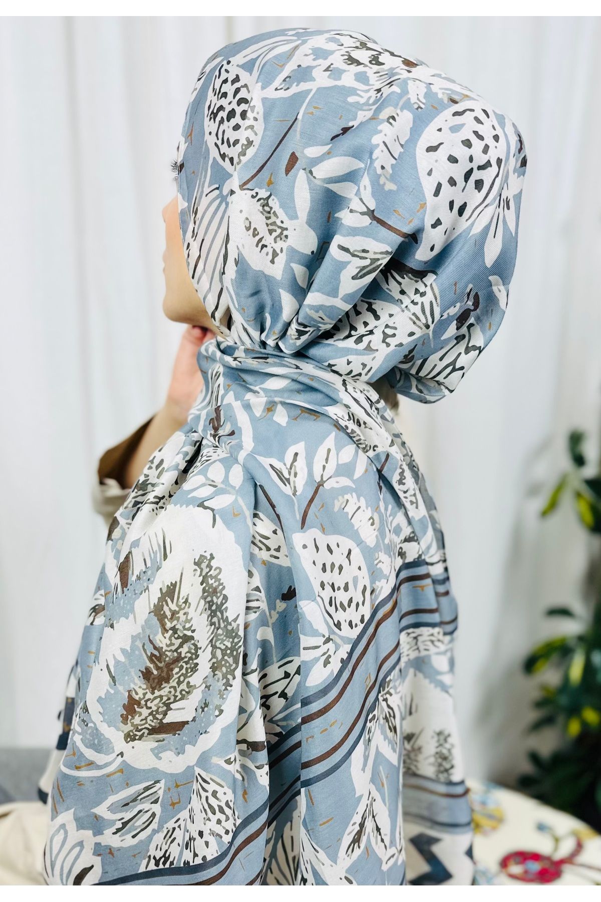 kubbe-Soft Cotton Shawl - Premium Floral Zigzag Retro Pattern and Ethnic Aesthetic Style 3