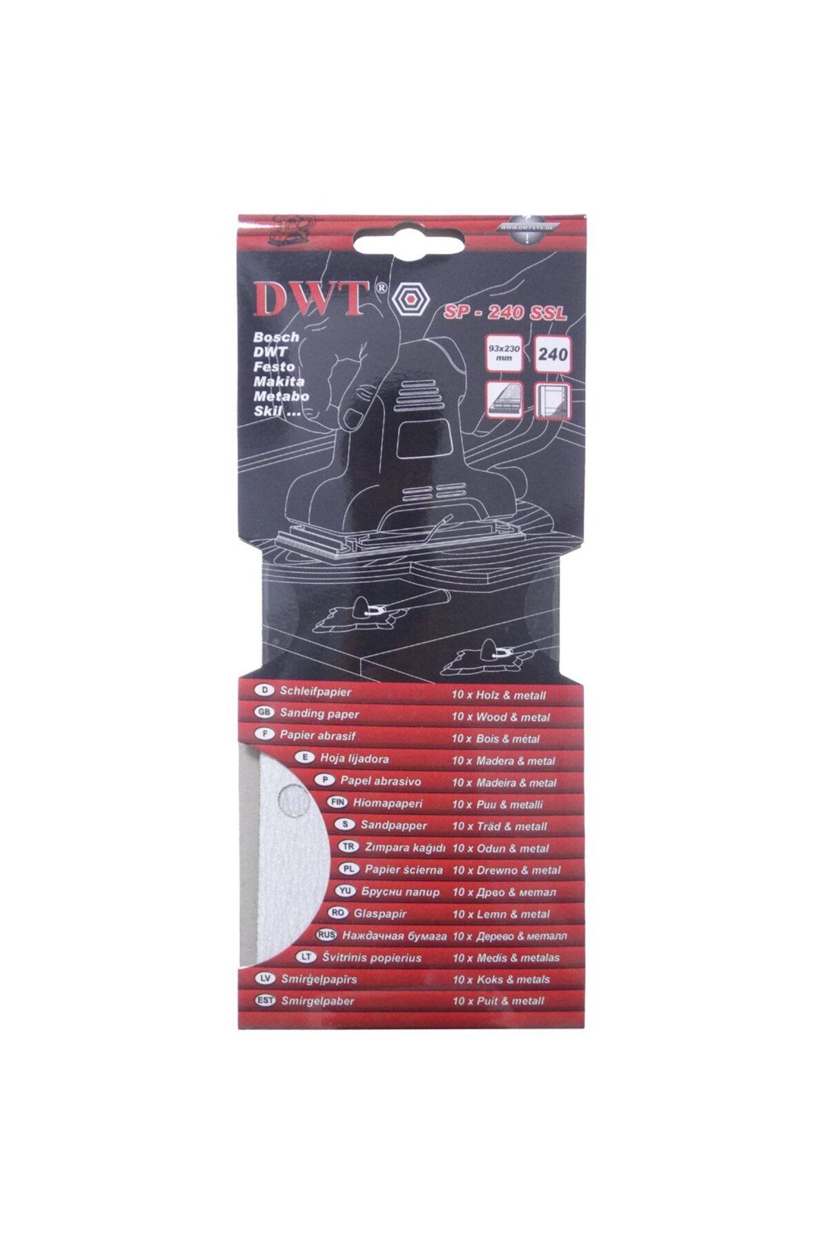 DWT Sp-240ssl Dikdörtgen Delikli Zımpara Kağıdı 93x230mm 240 Kum