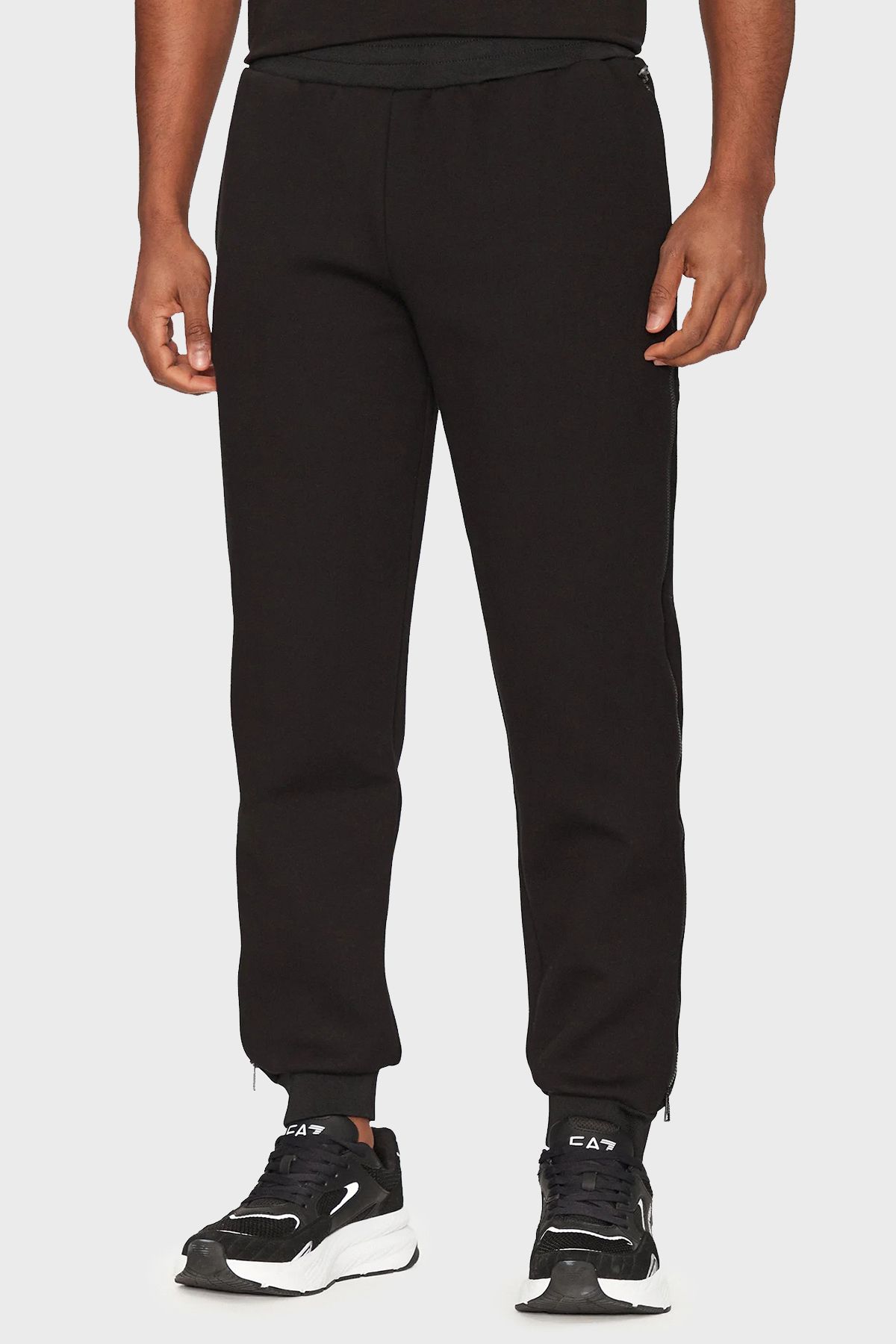 شلوار کش دار نخی با تناسب معمولی با کمر بلند ساق آجدار شلوار Jogger شلوار مردانه 7M000144 AF135 EA7