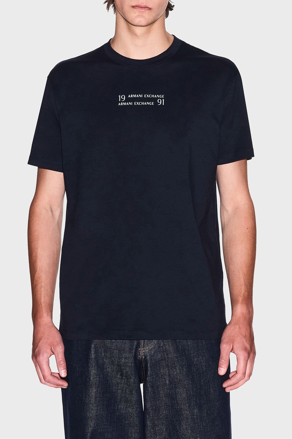آرمانی اکسچاژ 100% پنبه معمولی یقه تی شرت تی شرت مردانه تی شرت XM000539 AF10362 U Armani Exchange