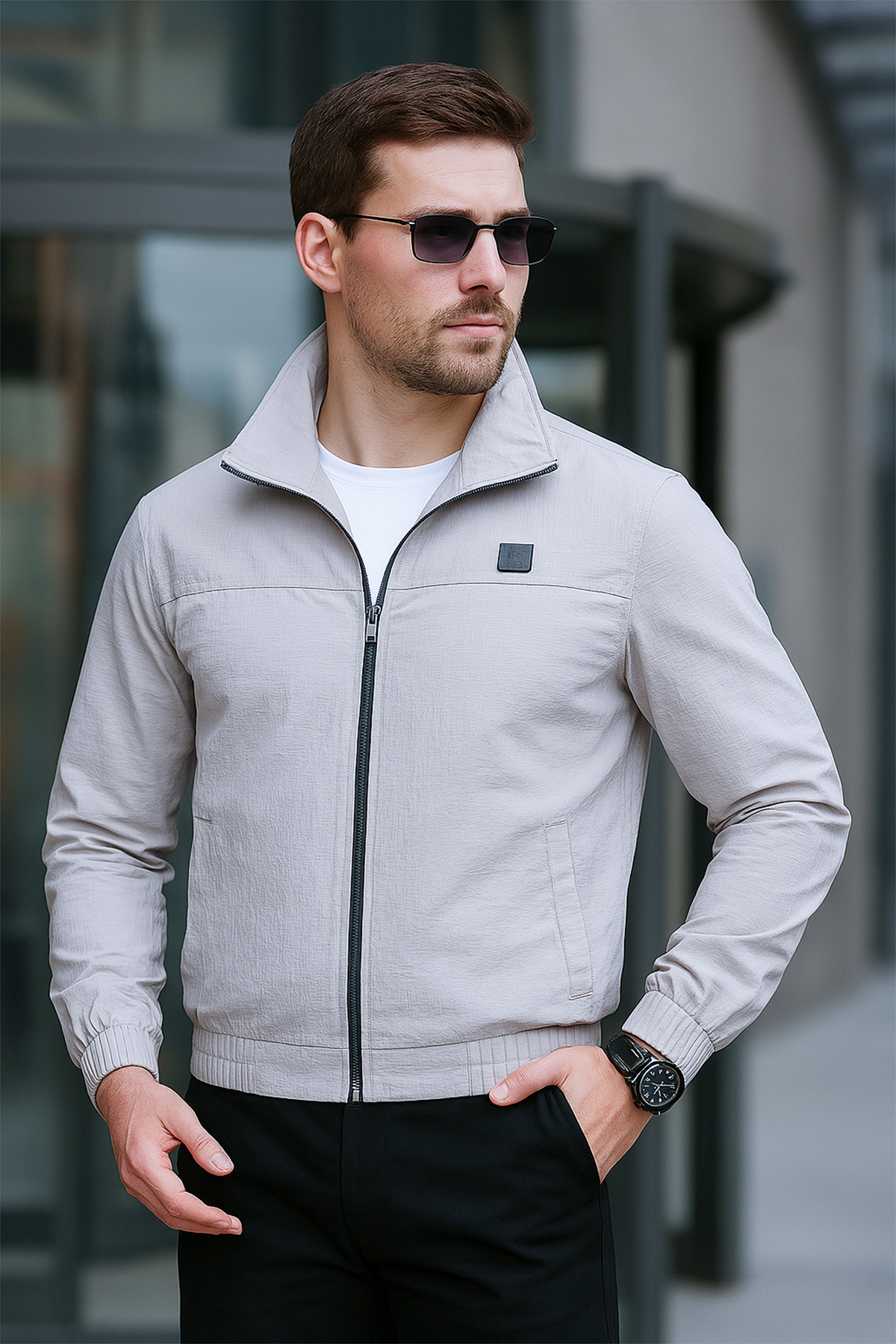 MANMARK Krink\u0131l Kuma\u015f Mevsimlik Erkek Ceket Hafif \u0130nce R\u00fczgarl\u0131k Mont ...