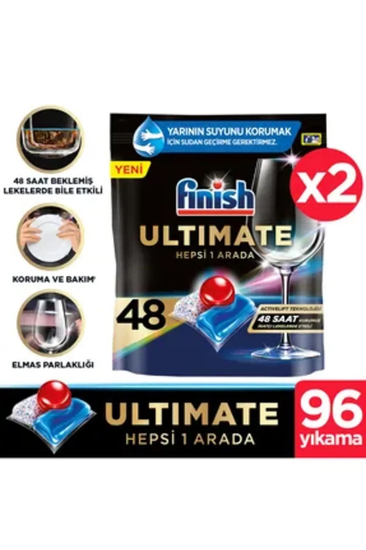 Quantum Ultimate Bulaşık Makinesi Deterjanı  Kapsül Tablet 96 Adet (48x2'li) - 1