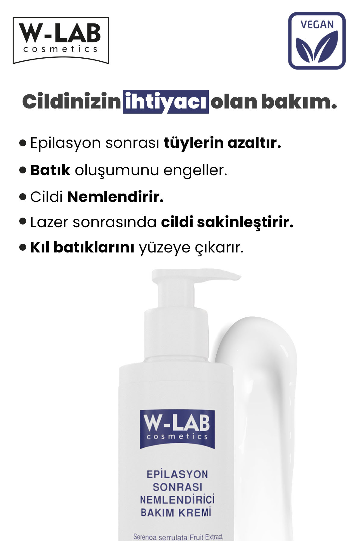 Epilasyon Sonrası Nemlendirici Bakım Kremi 200 ml - Tüy Azaltıcı, Tüy İnceltici ve Batık Önleyici — WLAB-U-315 — تصویر 3 از 5