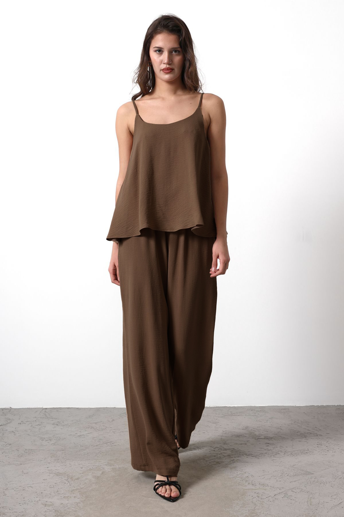 Trendyolmilla  Kahverengi Askılı Dokuma Bluz Dokuma Alt-Üst Takım TWOSS25AU00043 - Görsel 10