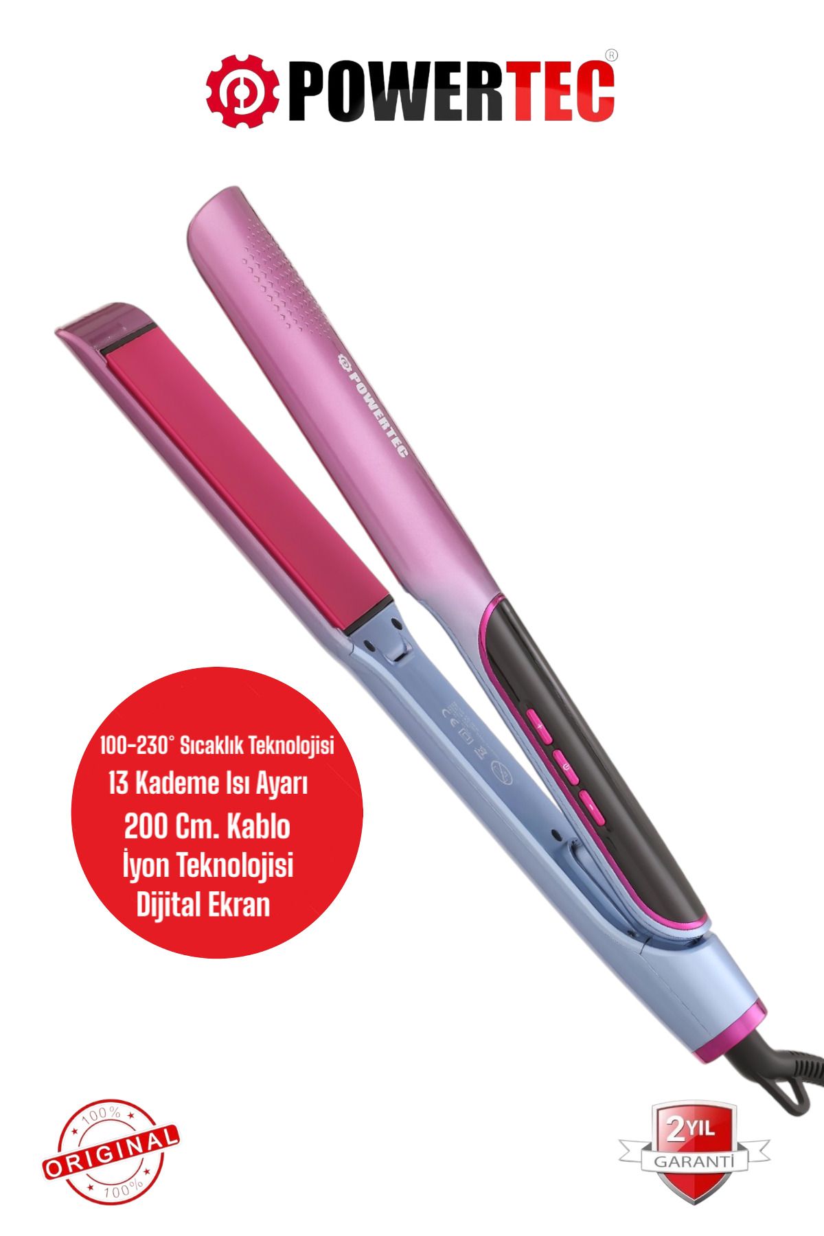 اتو مو بنفش برقی Tr 2830 روکش سرامیکی عملکرد یونی استایل یک ظاهر طراحی شده پاورتچ  Powertec